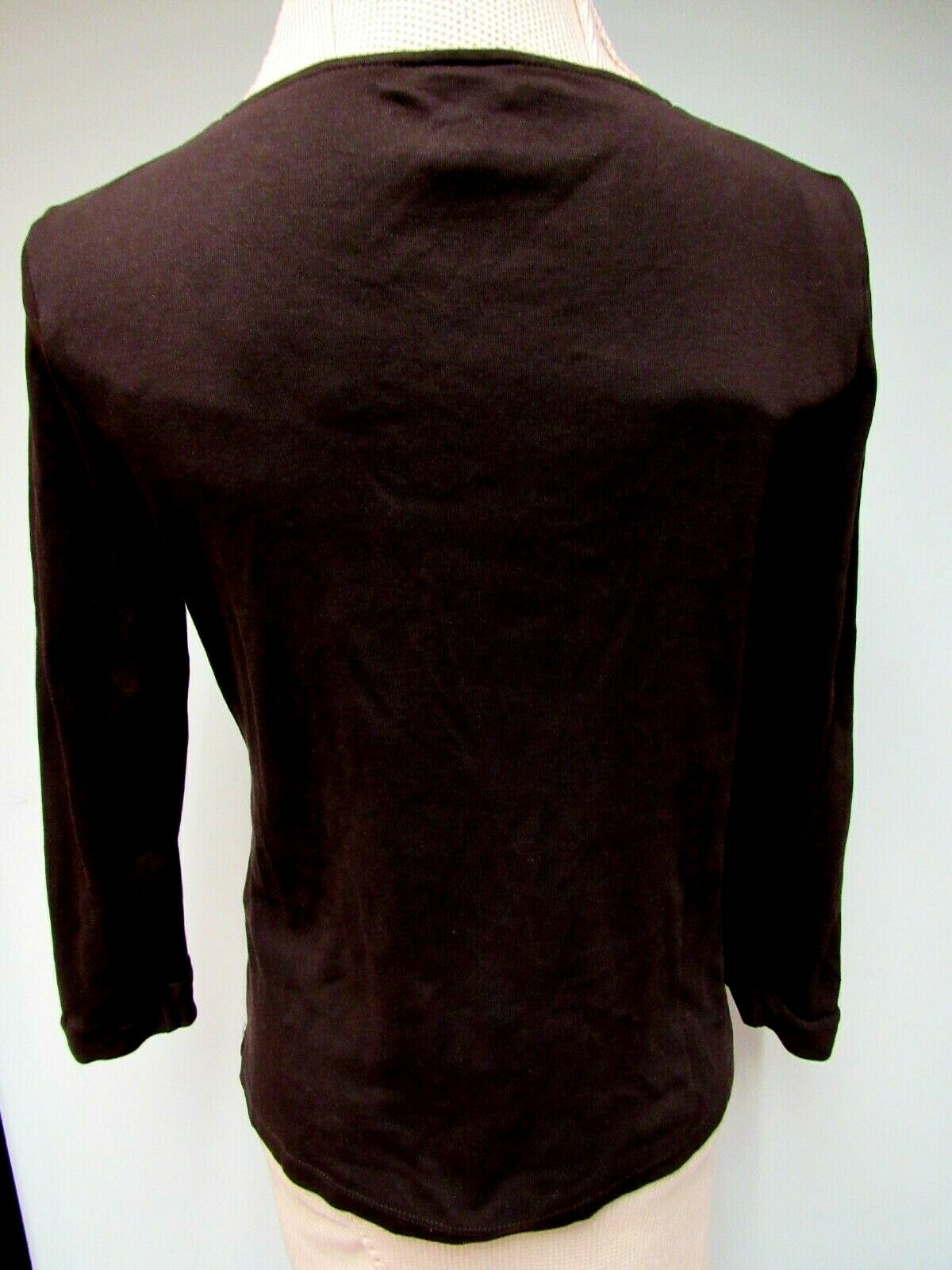 VTG 90s HAROLD’S Cotton Knit Top V Neck Dark Chocolate Brown L EUC