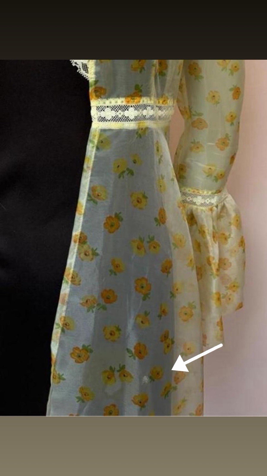 Vintage 70s Sheer Floral Maxi Hostess Gown Duster Dress Prairie Bell Sleeve S