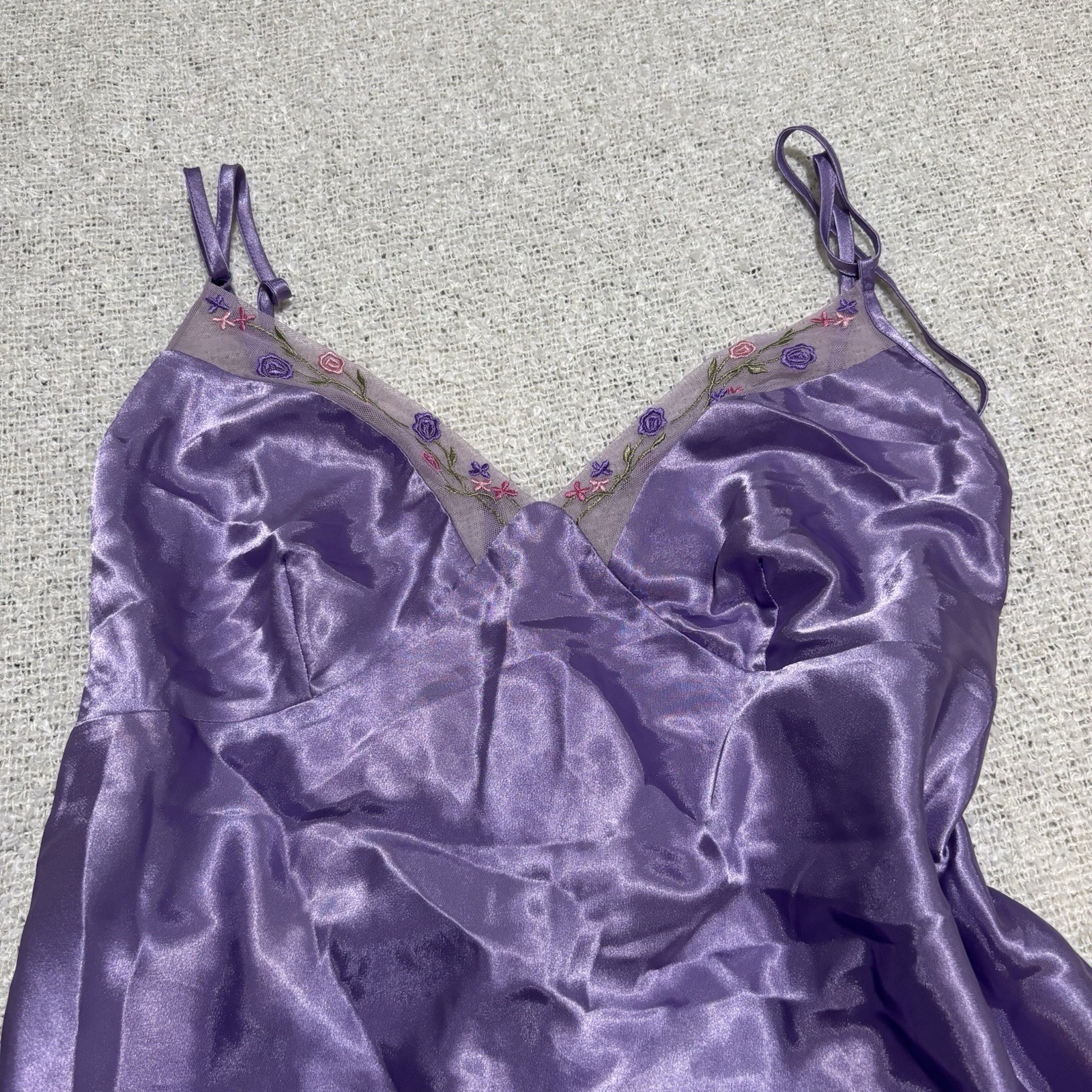 Vintage California Dynasty 80s Cottagecore Slip Gown Sleep Slip Floral Lace Y2K