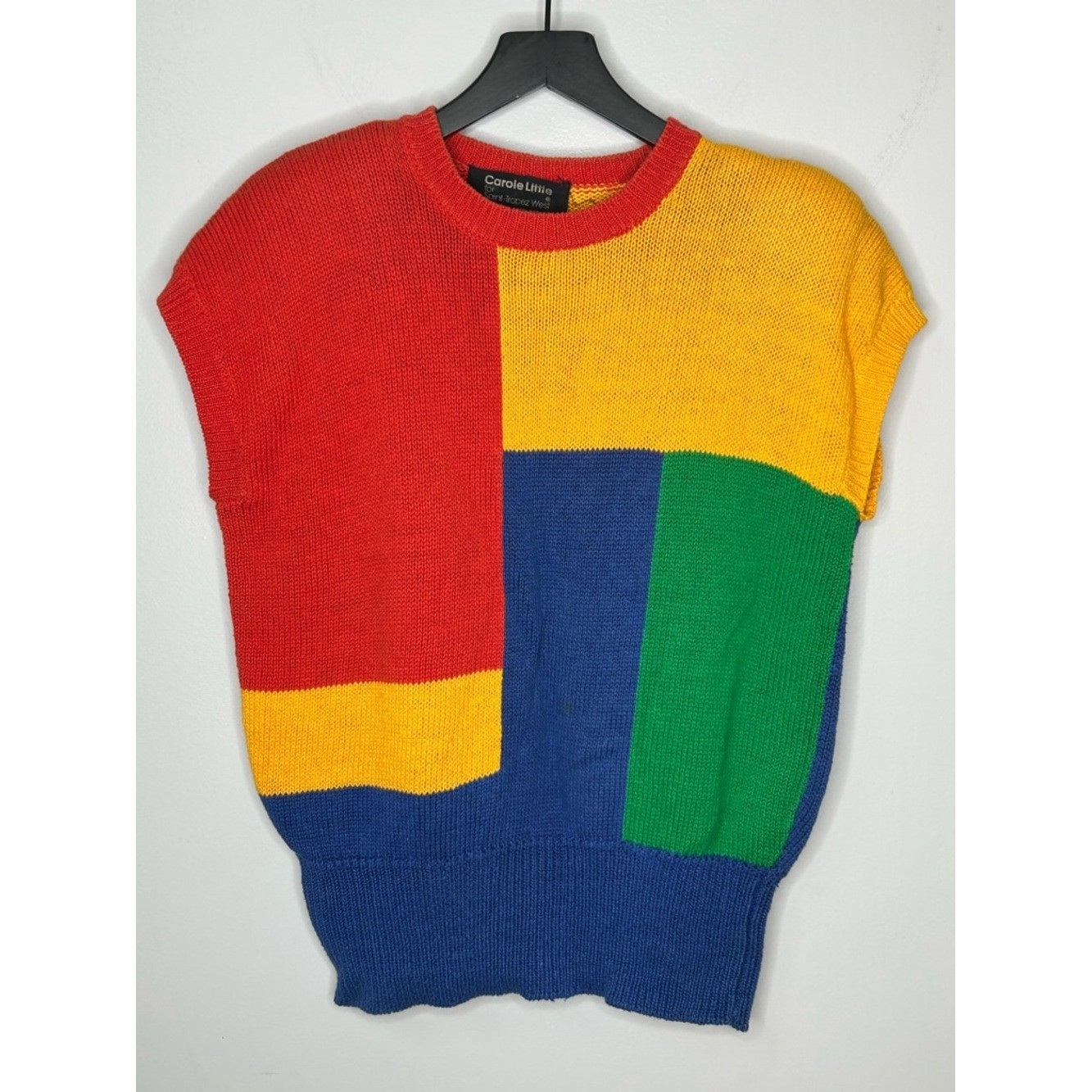 Carole Little Saint-Tropez West Vintage Ramie Cotton Colorblock Pullover Size L