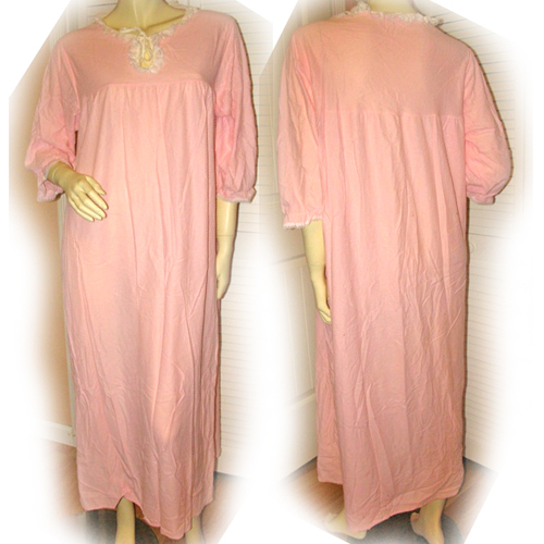 Vintage Womens Pink Sleepwear Nightgown Nightdress Nighty Grannycore Grandmacore