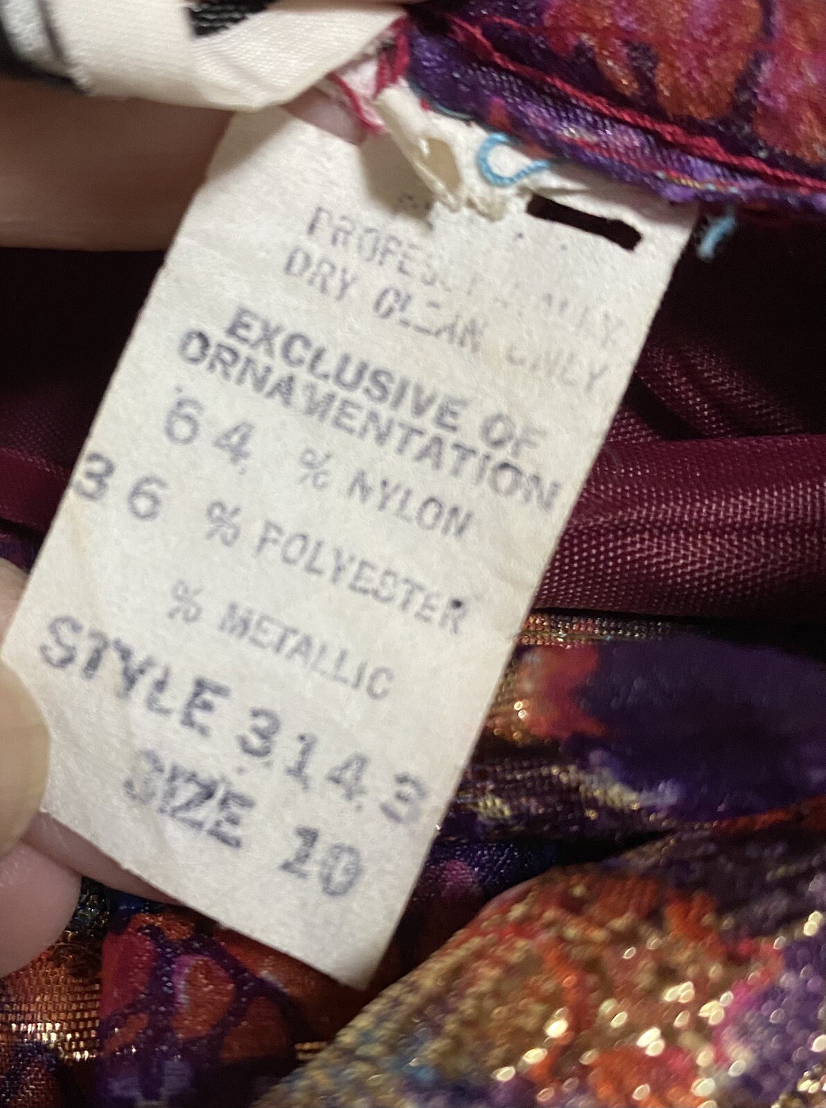 Vintage Eddy George California Maxi Skirt Purple Gold Metallic S
