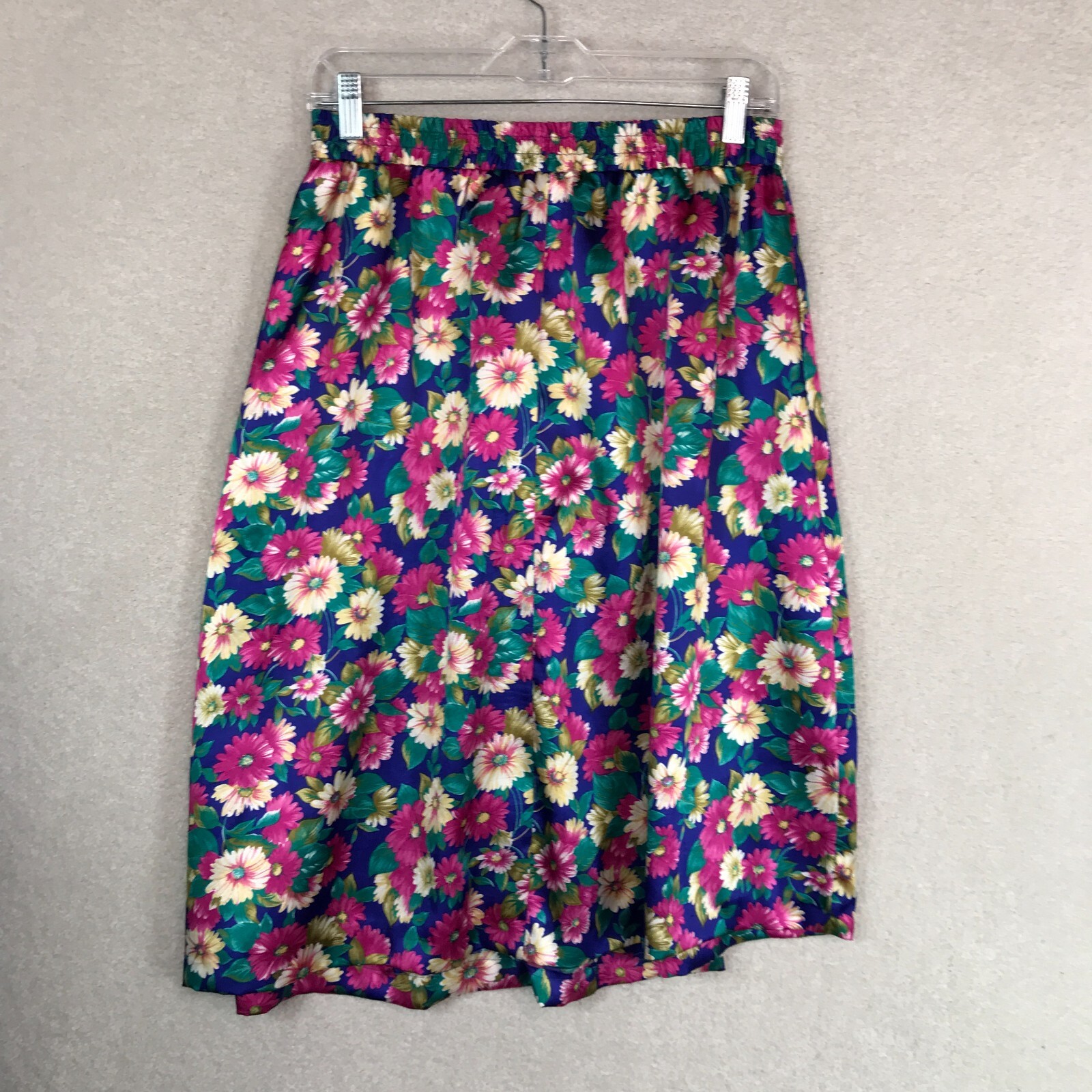 Vintage Skirt Measures Womens Medium (No Tag) Floral Satin Pockets 90s Cottage