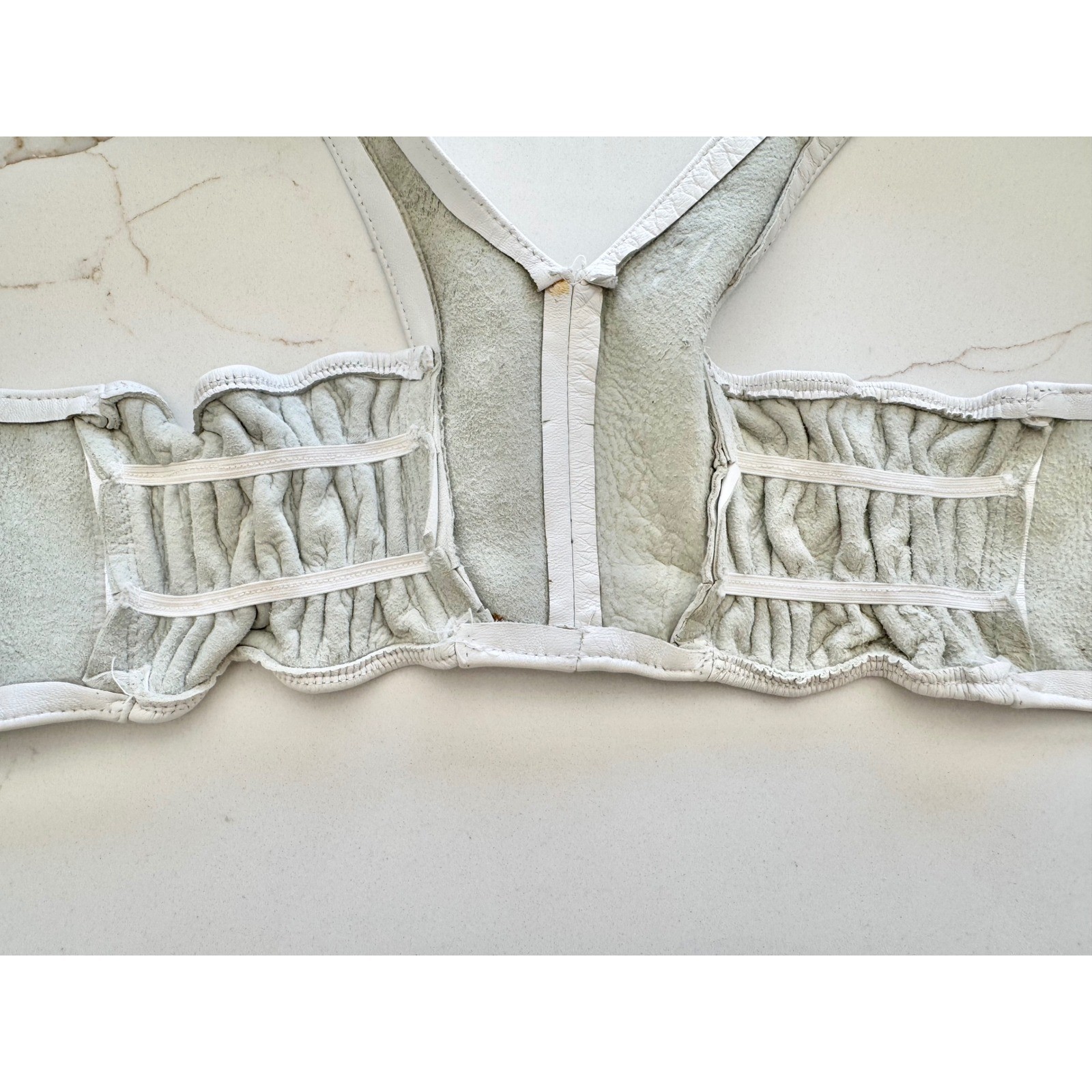 Firenze Santa Barbara Crop Top Vest Leather White Vintage Petite USA Made S