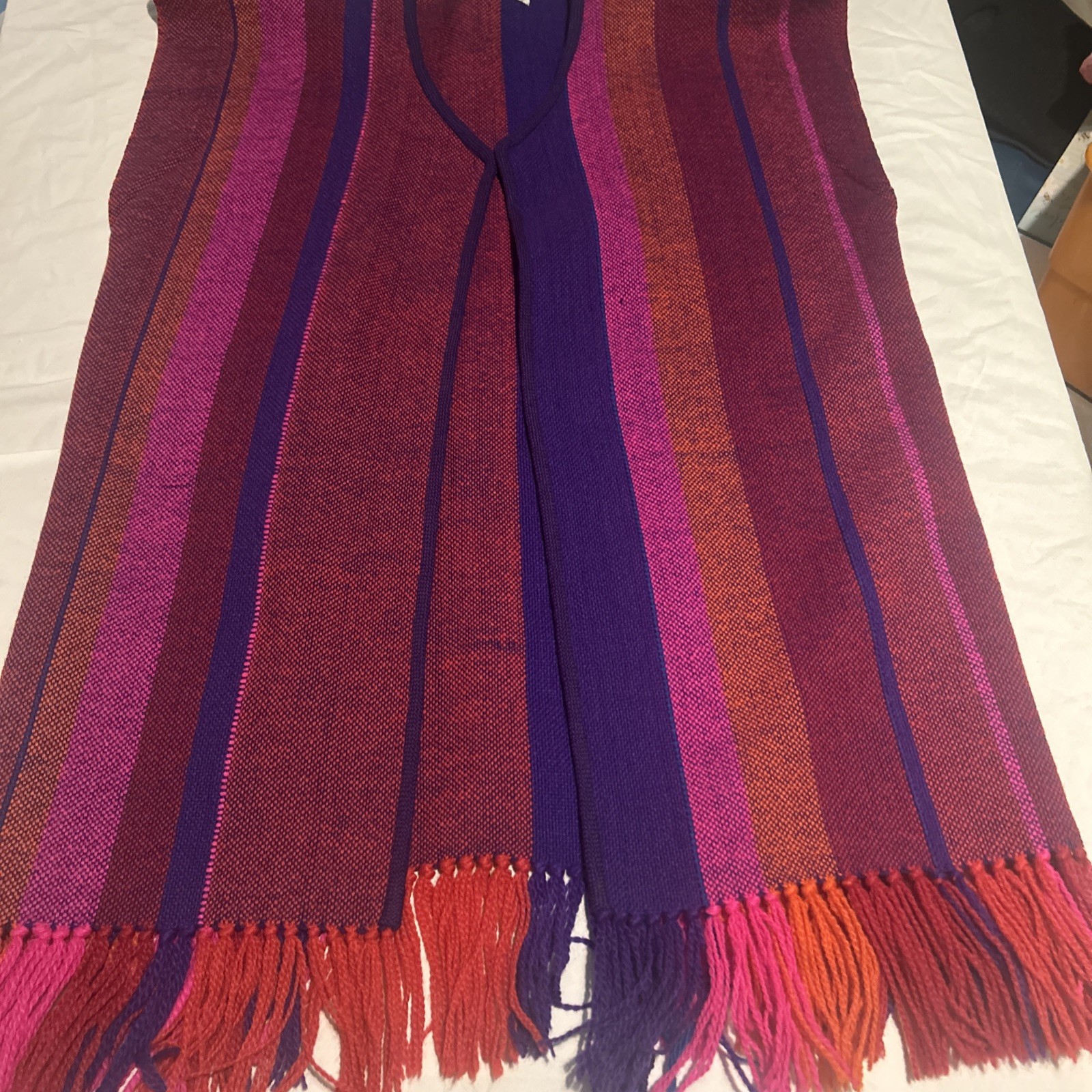 Parrott Fabrics Inc Alice Kagawa Handwoven Open Vest Fringe Santa Fe NM