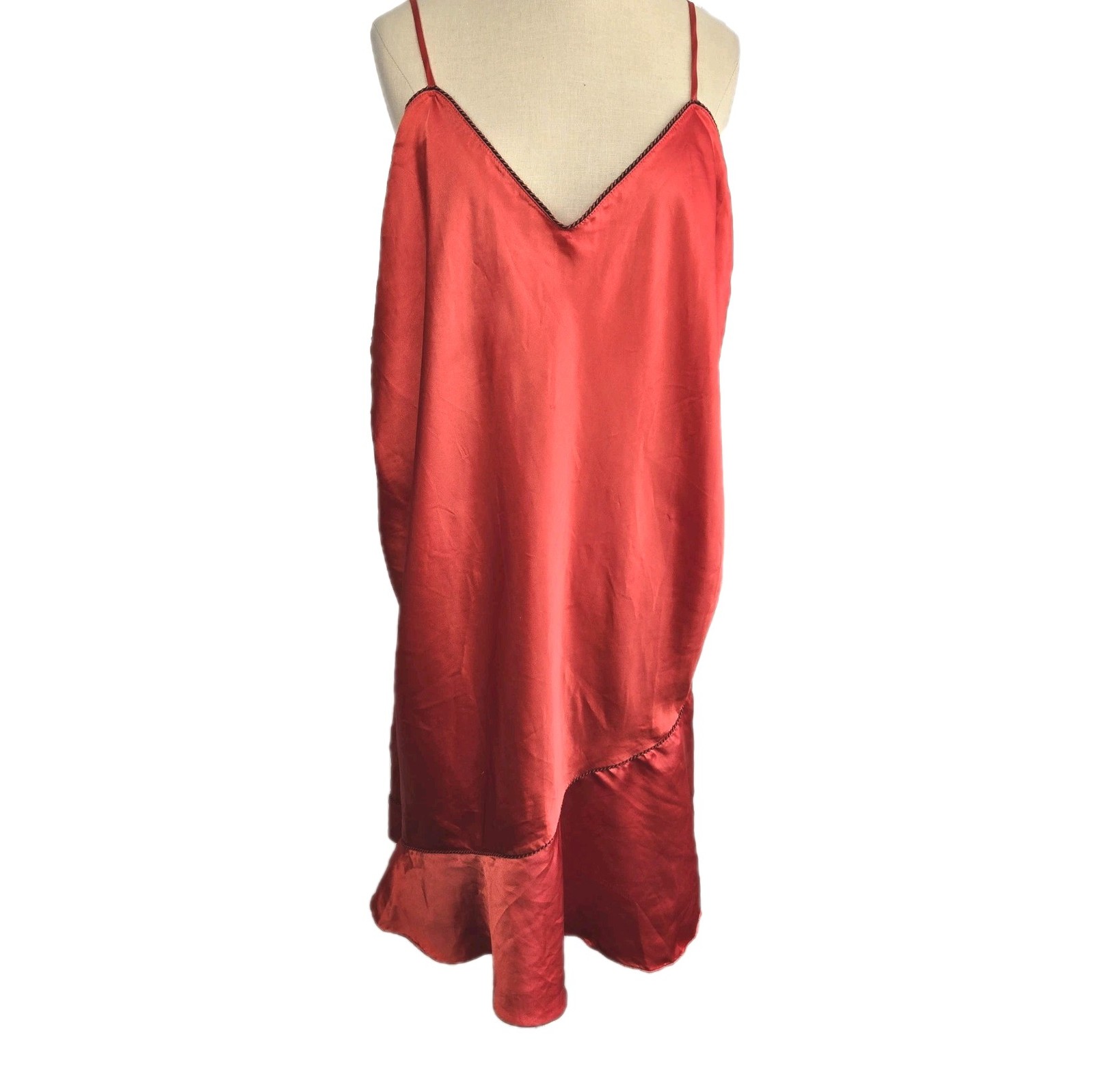 Lulu By Intime Of California Vtg Red Satin Chemise Slip Nightgown Size XXL USA