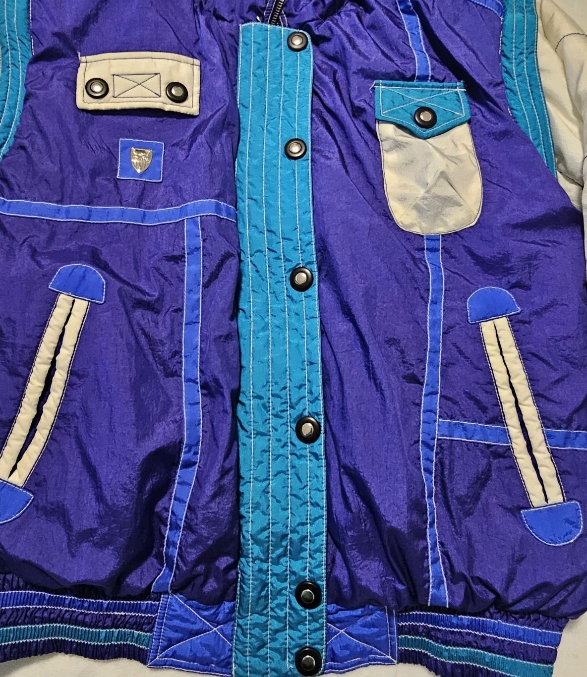 Vintage East West Women’s Color Block Ski Snowboard Puffer Jacket Size Medium