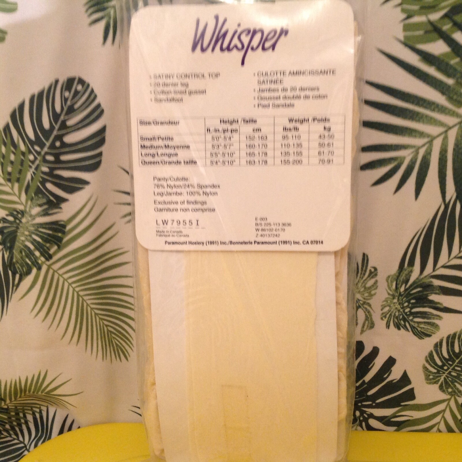 Vintage Pantyhose Whisper Satin Control Top Color Bechamel Size Queen BC003A