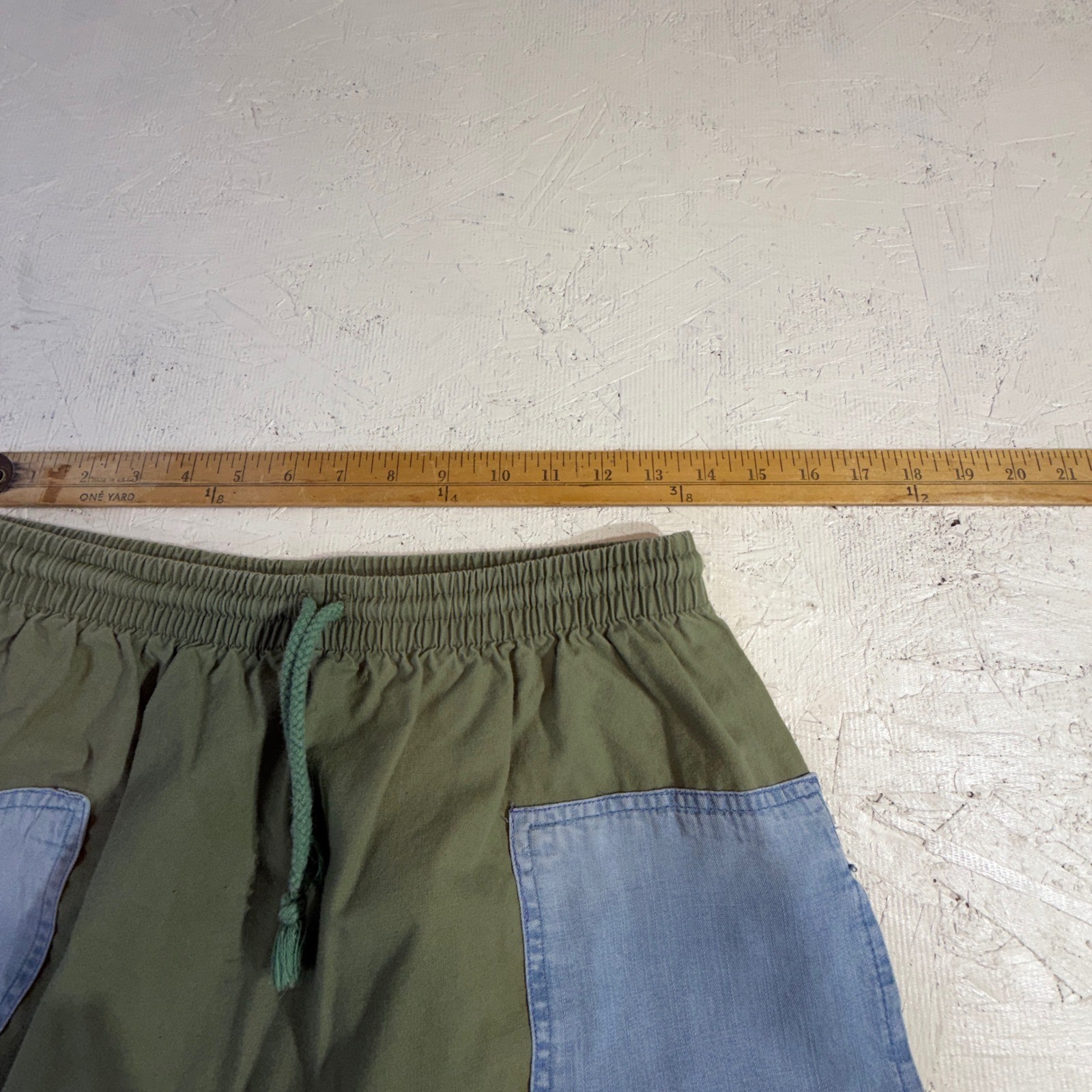 Wellington Court Cotton Skirt – OS Green Denim Patch Upcycled