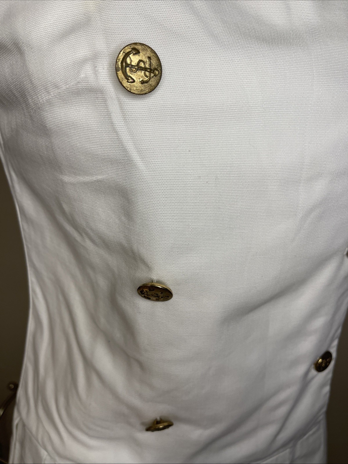 Vintage Thermo Jac Nautical Sailor Dress White Gold Button Pleated