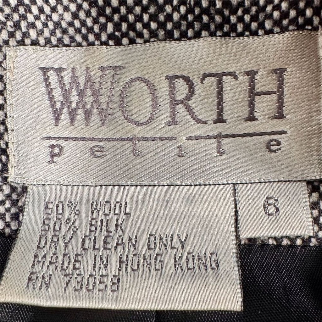 Vintage Worth Petite Women’s Wool & Silk Blend Herringbone Jacket Size 6 Casual