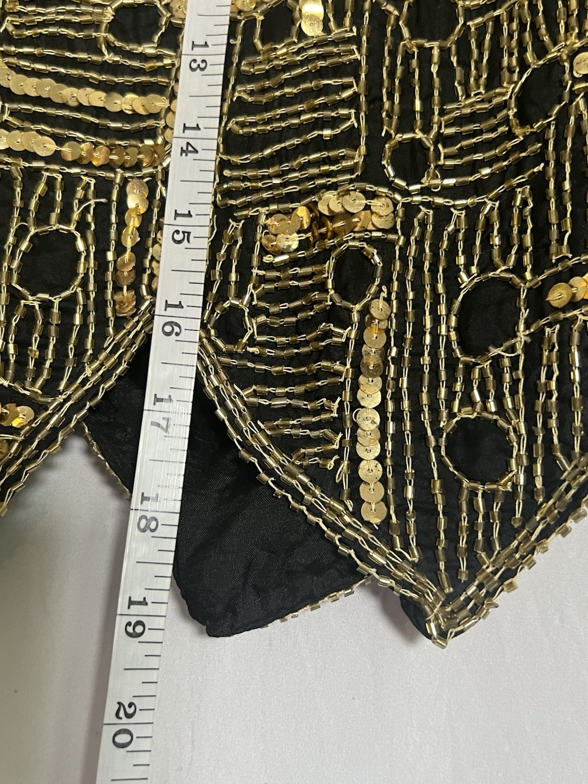 VNG Gold And Black Glass Beaded Vest Silk Flapper Retro 70s