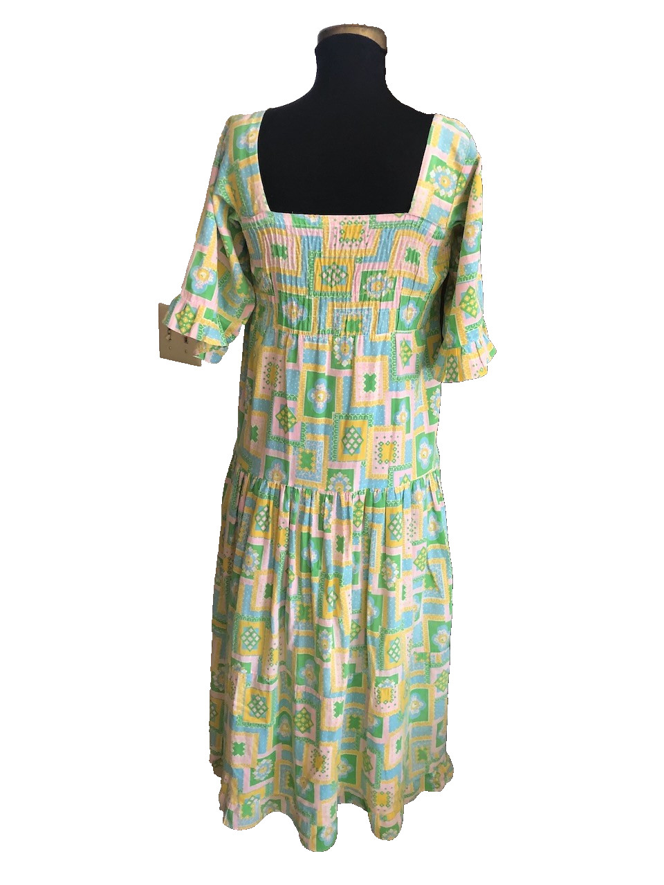 Vintage Peasant Garden Cotton lightweight Peasant dress Iowa Farm Milkmaid M/L