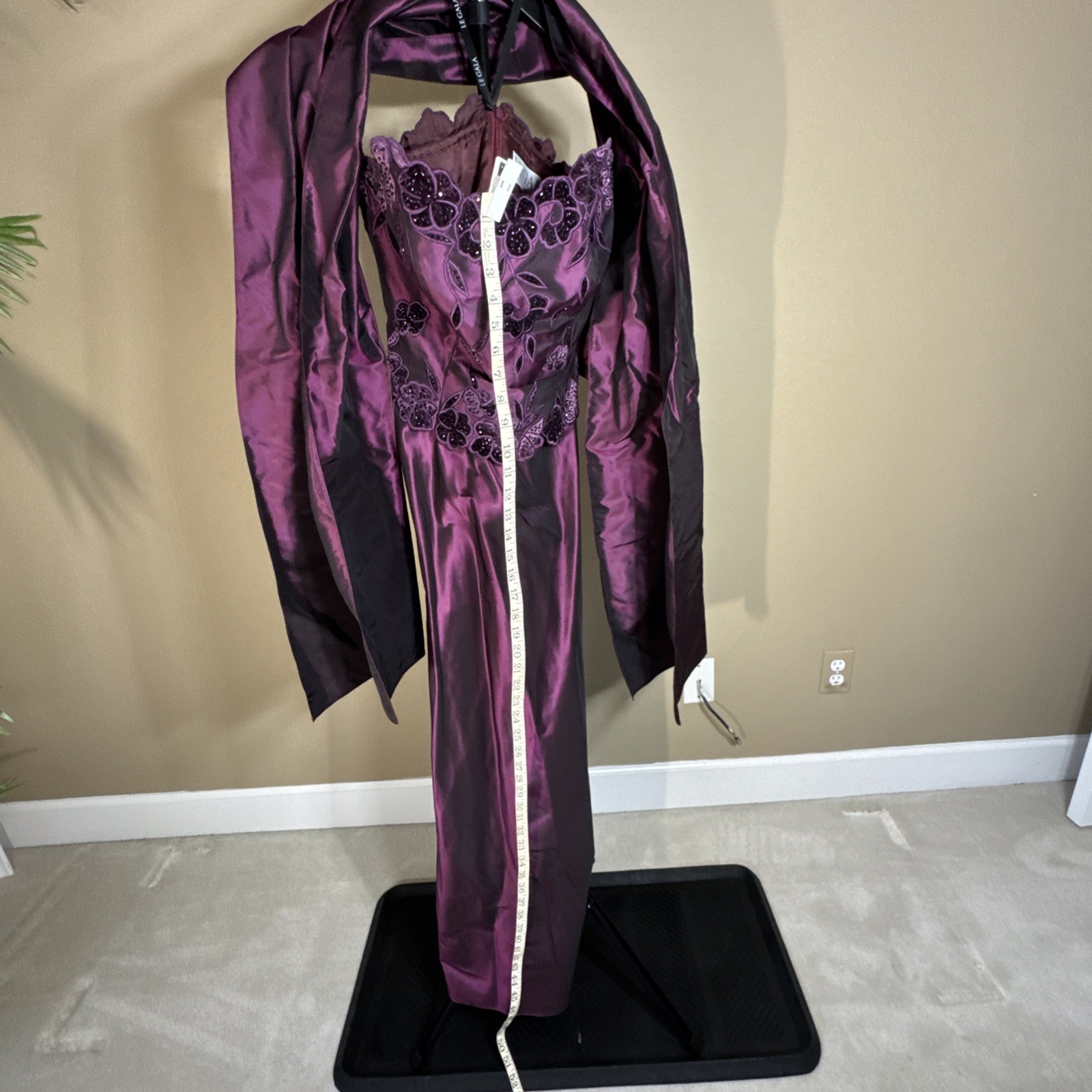 Le Gala By Mon Cheri Purple Plum Beaded Long Gown Size 10