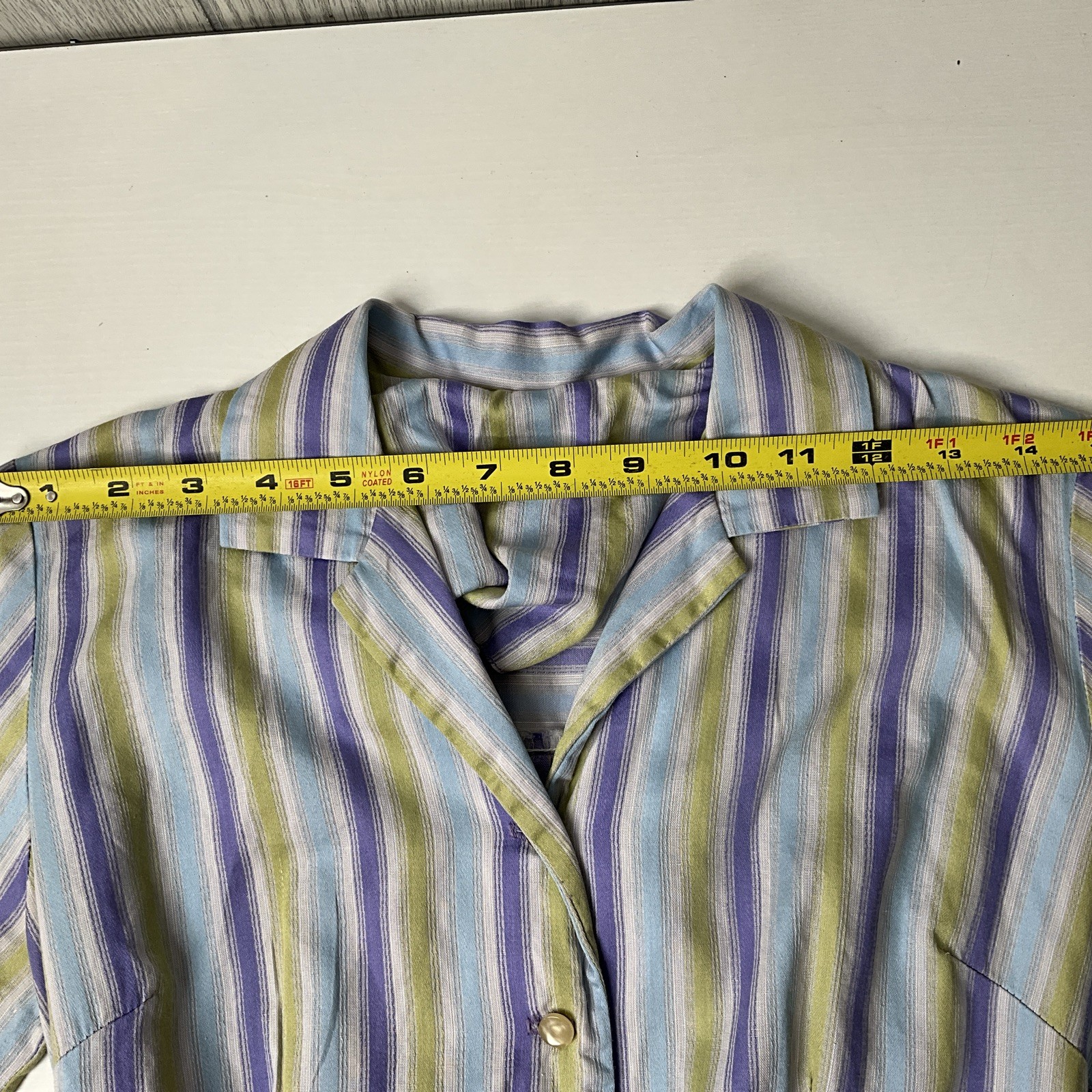 1950s Pat Perkins Vintage Sun Dress 100% Cotton Striped Button Up Belted XS/S
