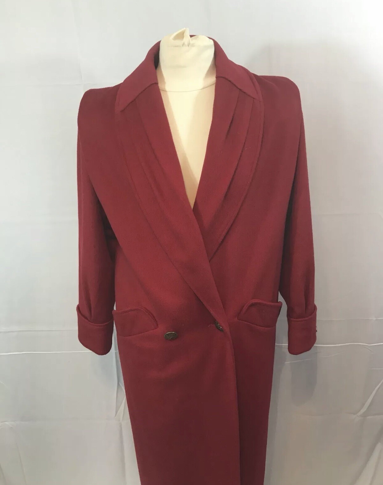 Classic Vintage Ladies Red FORSTMANN BRAETAN Full Length Wool Coat Size: Small