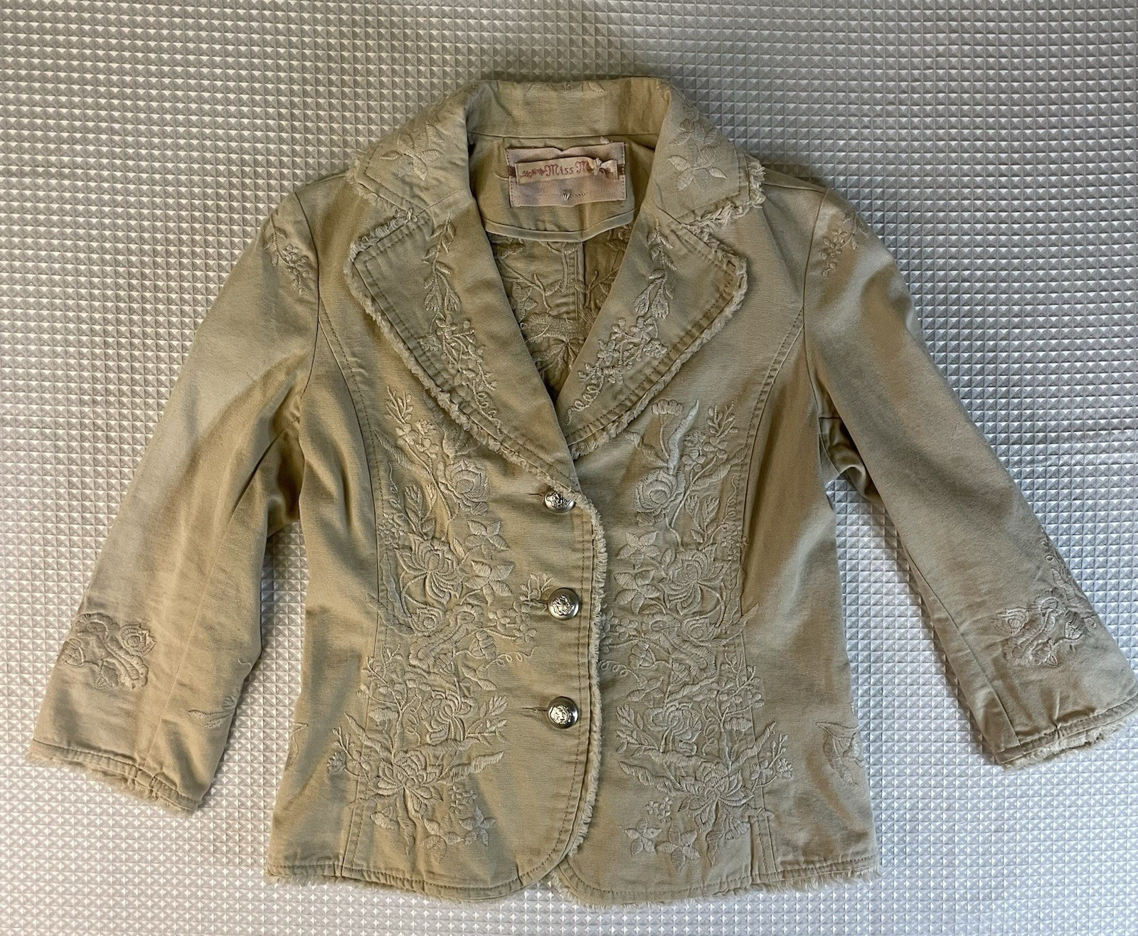 Vintage Y2k Miss Me Pink Embroidered Western Boho Blazer Jacket Size Small