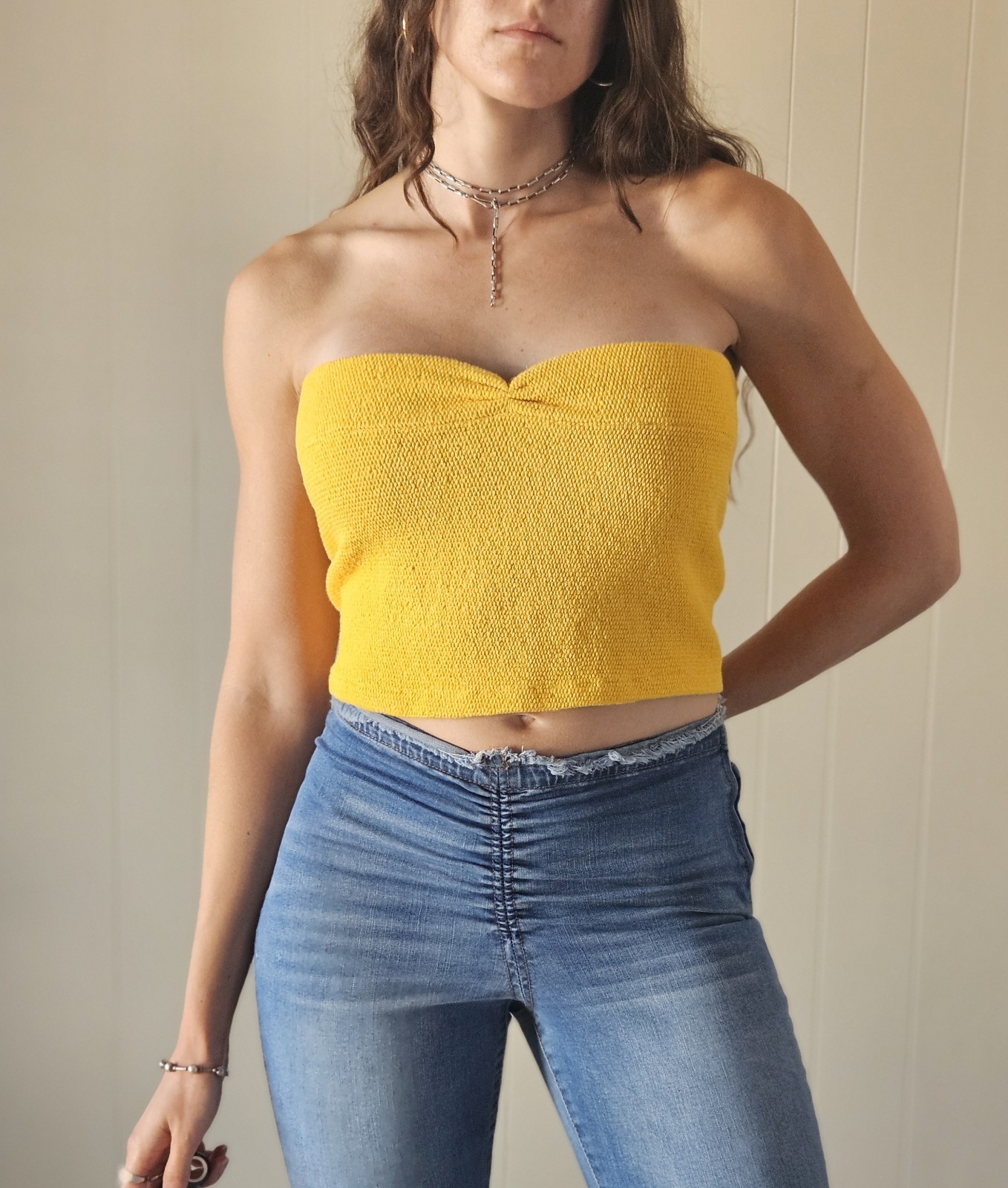 Vintage 1970s Yellow Tube Top