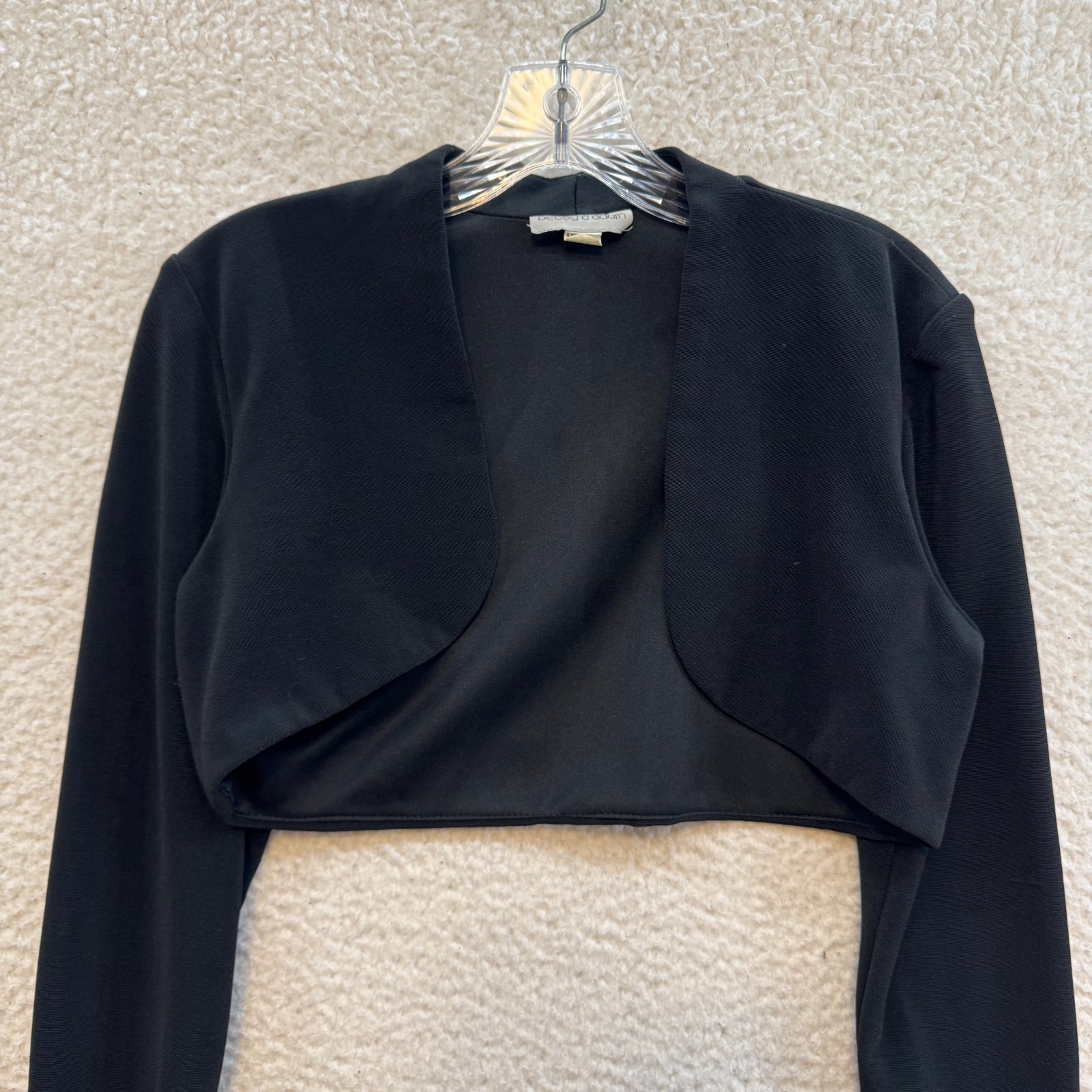90s Vintage Bolero Shrug Evening Crop Blazer Jacket Black Small Maestro Butler