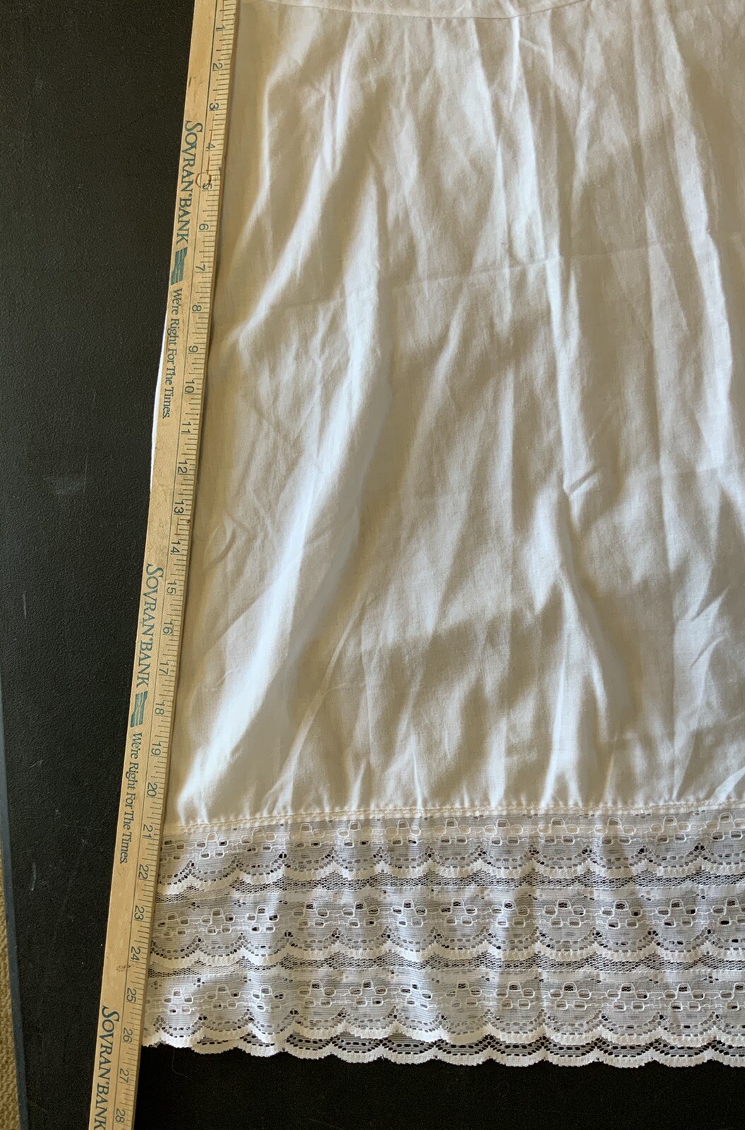 VTG Figurfit by Indera Size 34 White Poly/Cotton W/ Lace Full Slip Babydoll