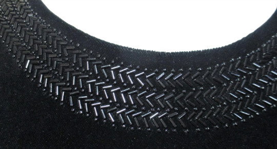 Vintage Laura Ashley Dress M Women Black Velvet Bead Trim Long Sleeve
