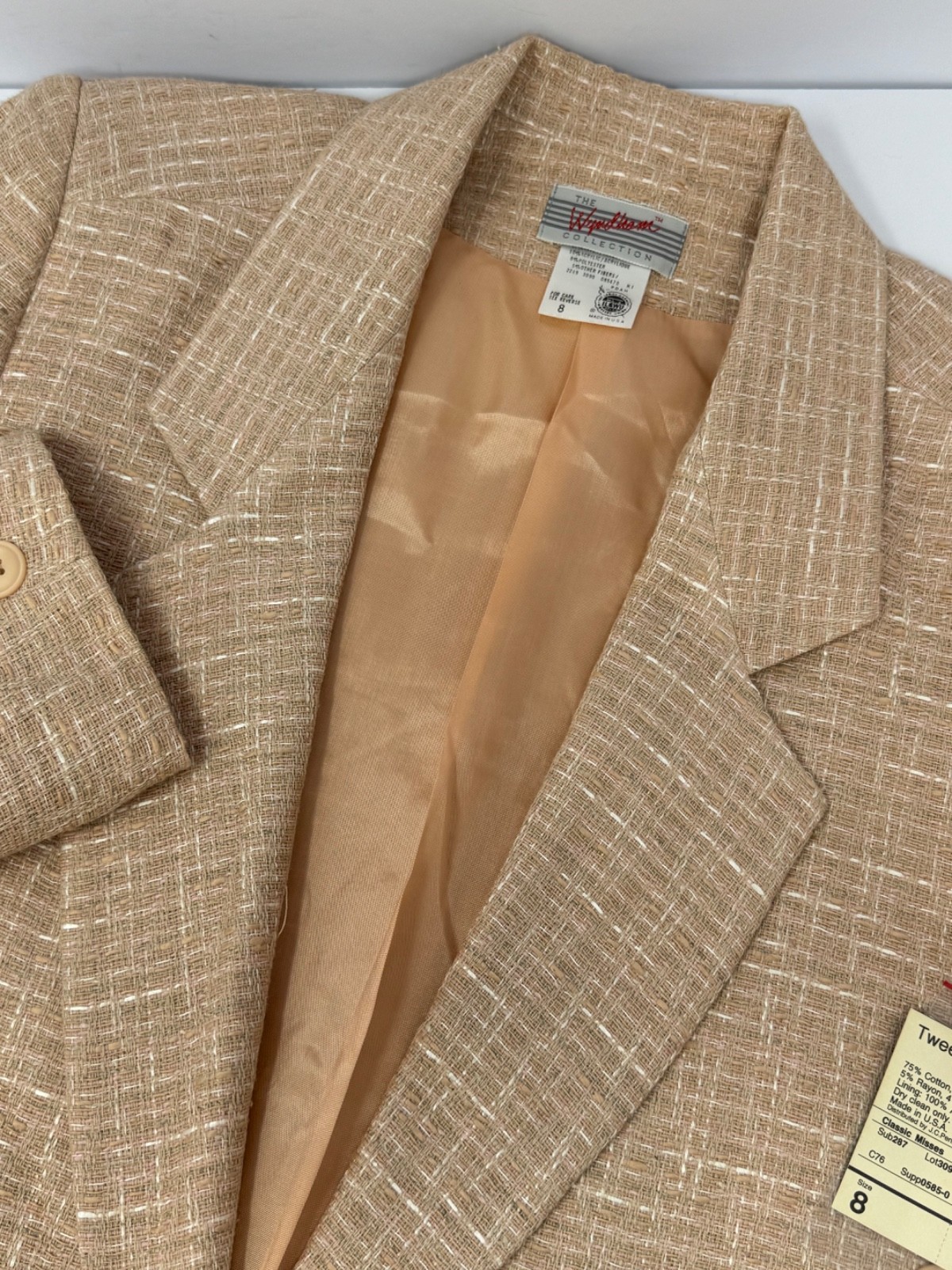 NWT Vtg The Wyndham Collection Pink Tweed Blazer Women’s Sz 8 Cotton/Linen I6