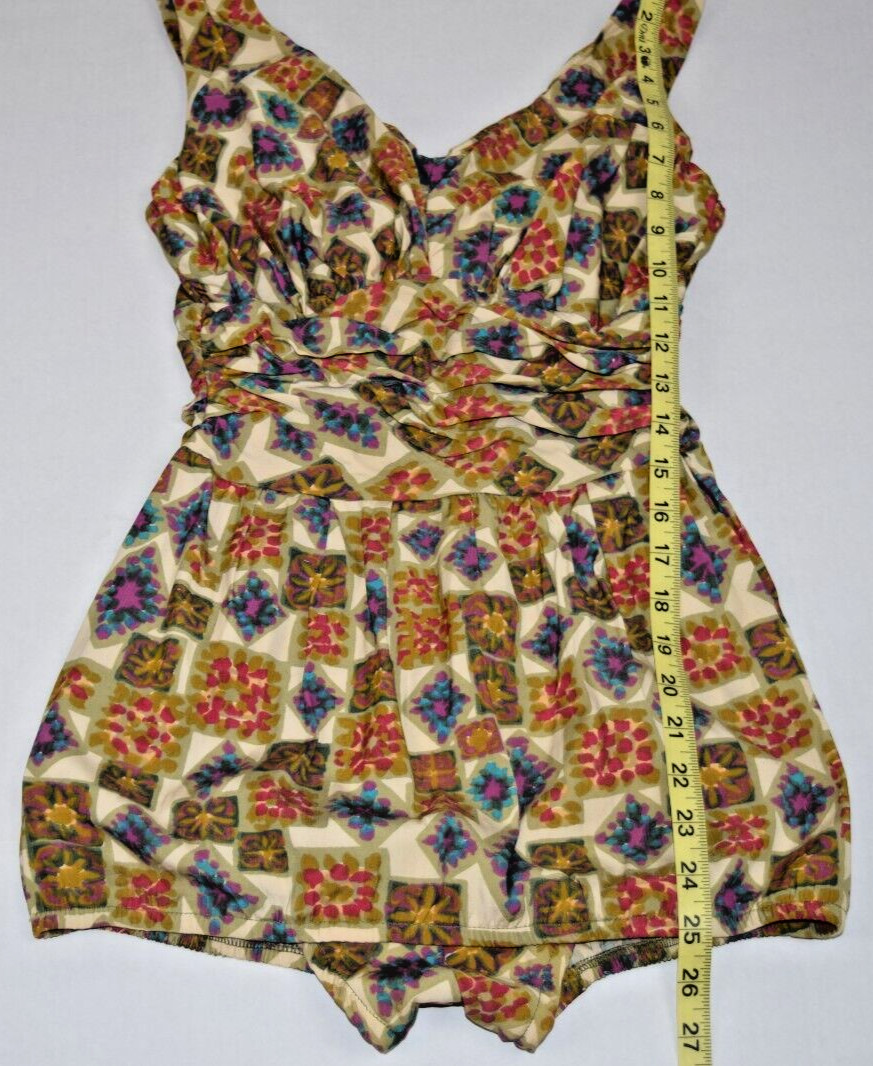 Vintage Swimsuit Rose Marie Reid Size 12/34 S/M 50s Ruched Geometric Made USA