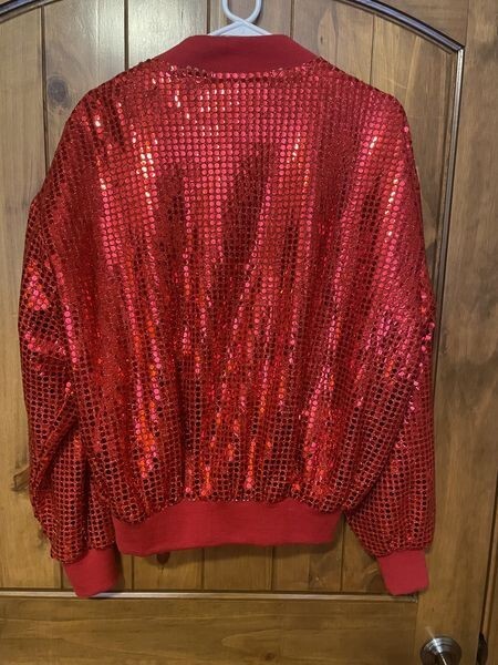 Vintage NICOLE/J-FARAH 1980’s Shiny Red Confetti Bomber Jacket Mint Condition