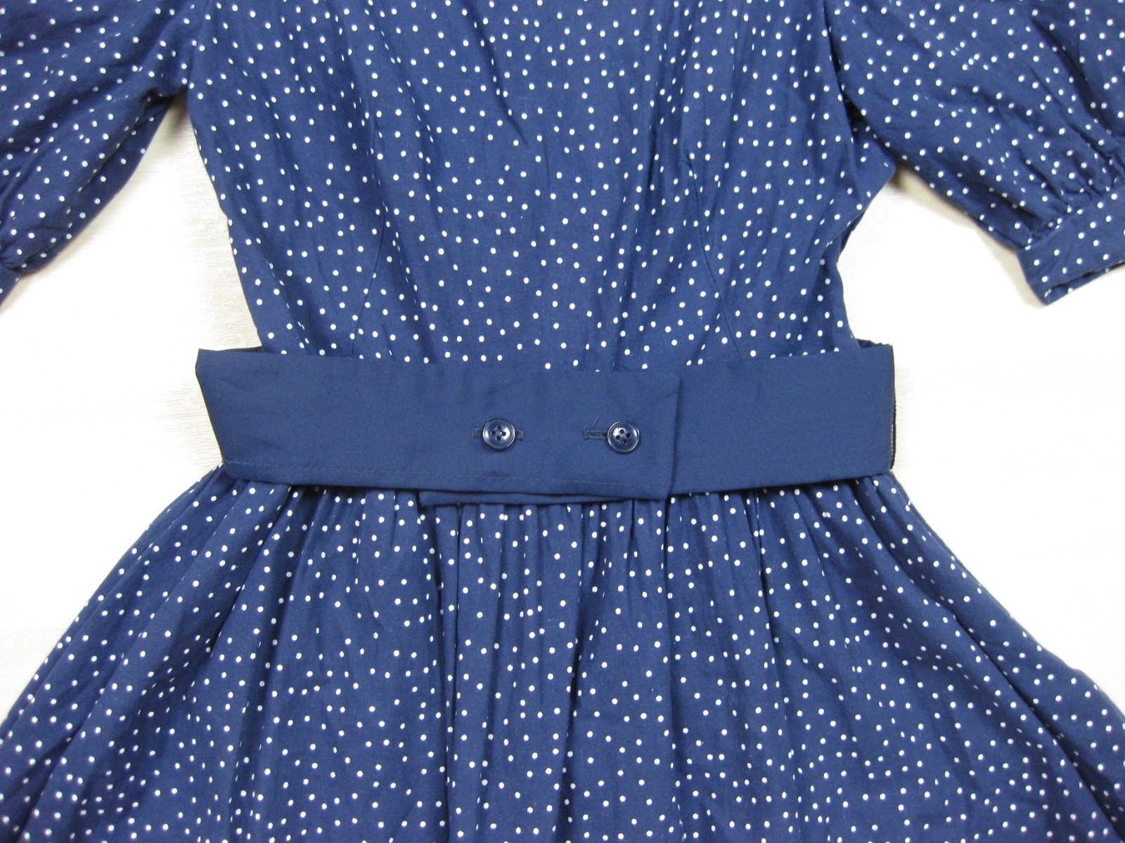 Vintage 80s does 50s Benson & Smith Midi Dress (S) Polka Dot Housewife Low Back