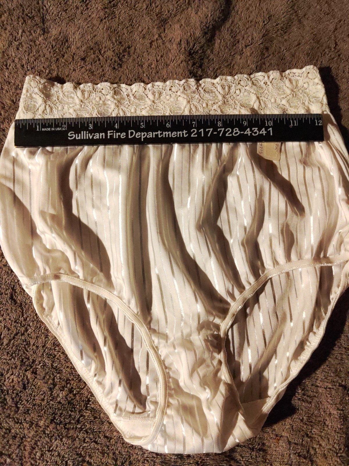 Vintage Bestform Brief „Bright Stripes” Panties Wide Lace Silky Soft Sz.6