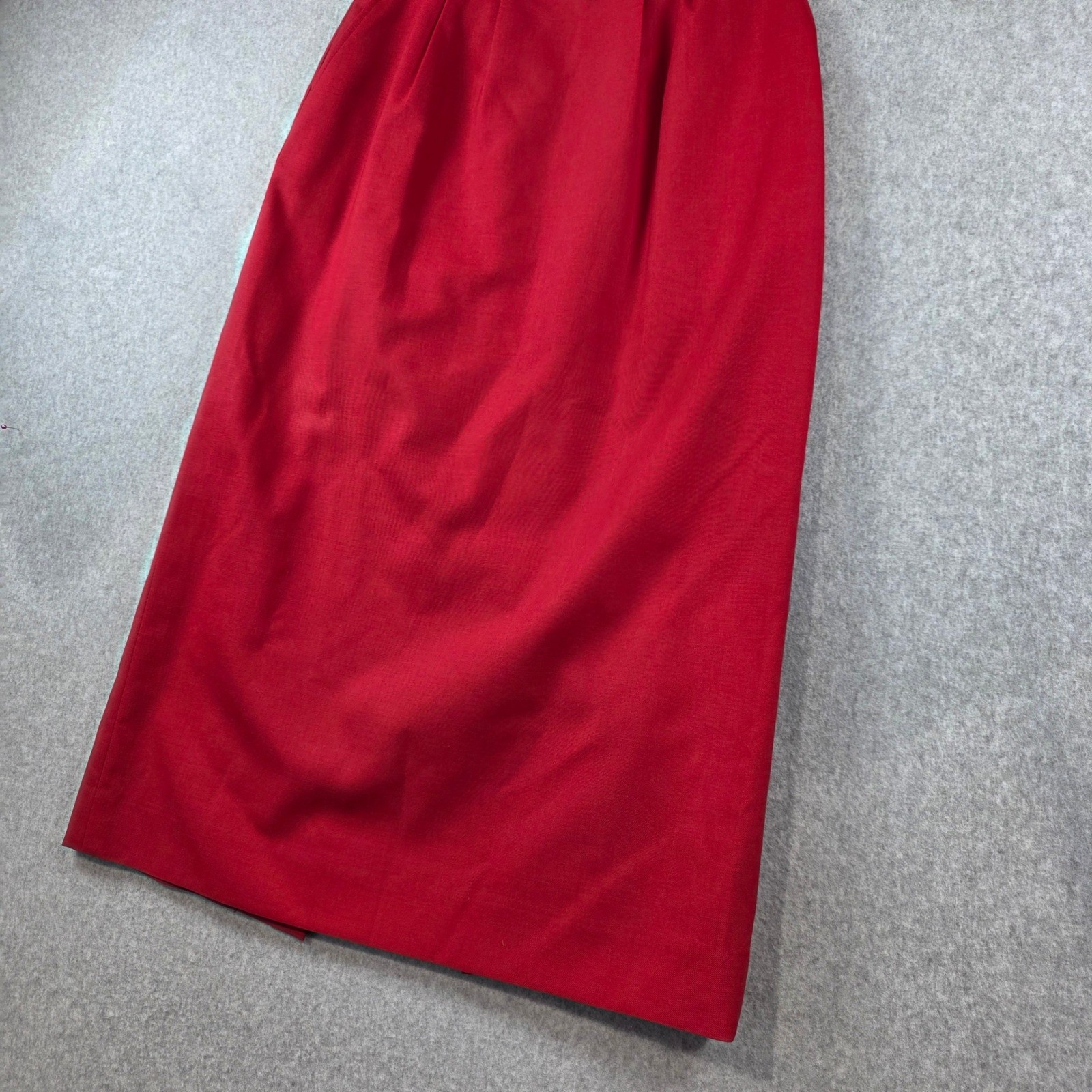 Vintage Burberrys Red Wool Midi Skirt Womens 8 High Waist Pleated Union Made USA
