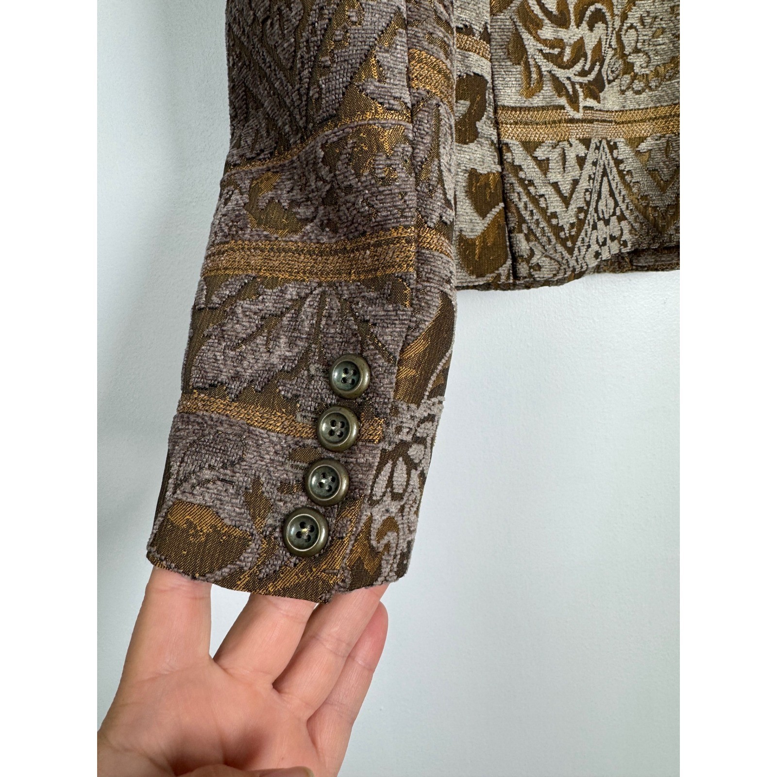 Vintage Harve Benard Womens Size 6 Tapestry Blazer Bronze Gold Damask Jacket