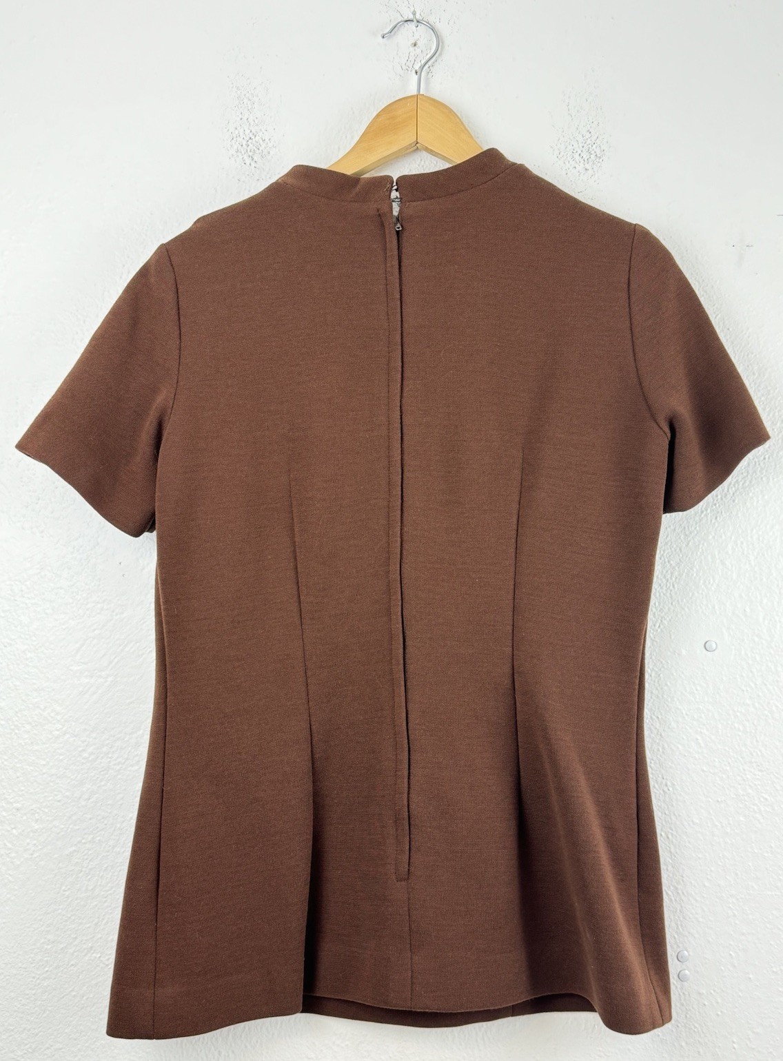 Vintage 1960s Parade New York Top / Mini Dress Brown Body Con Zip Back