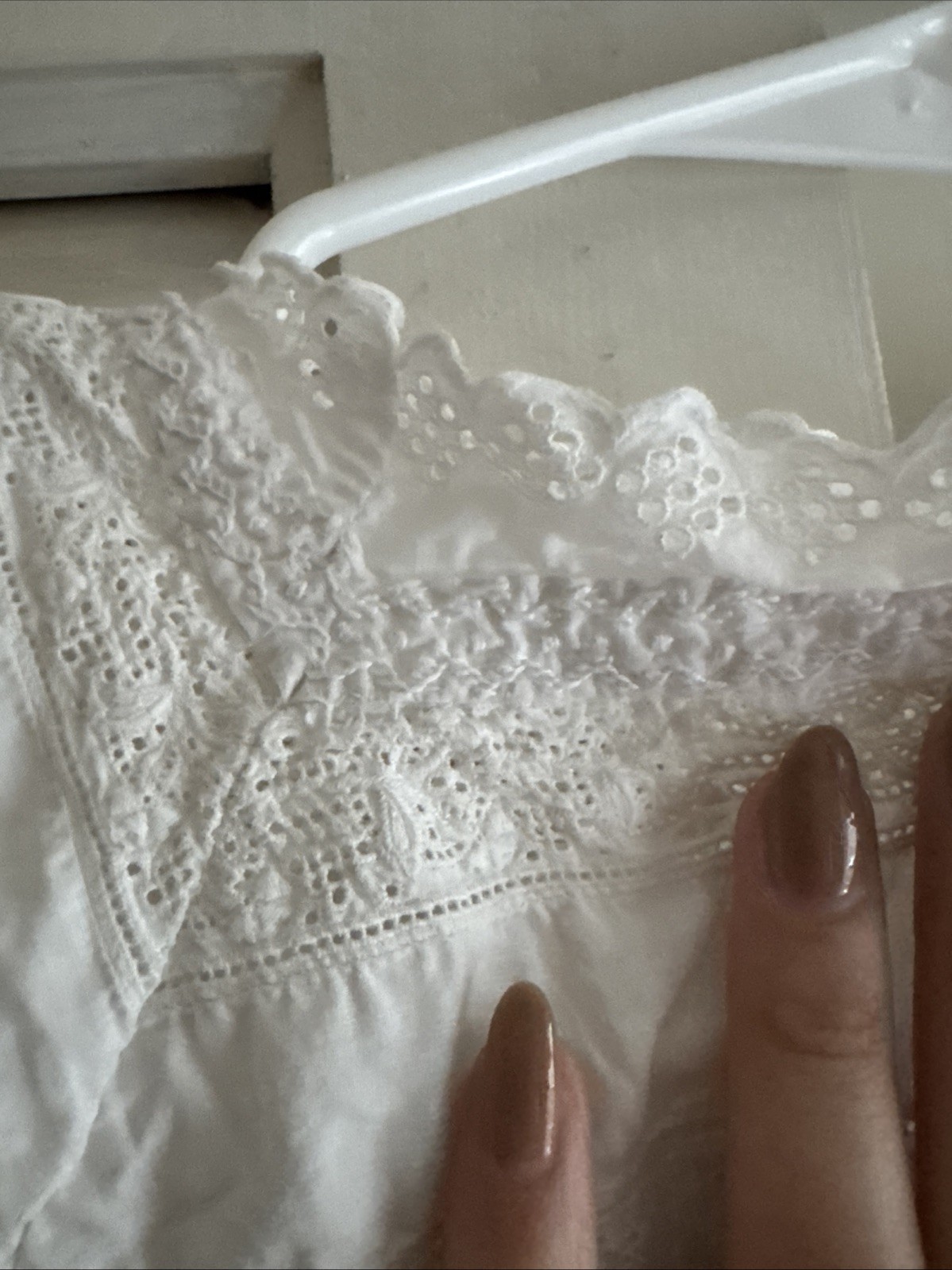 Antique French Edwardian Cotton And Eyelet Lace Sleeping Gown xs/s coquette girl