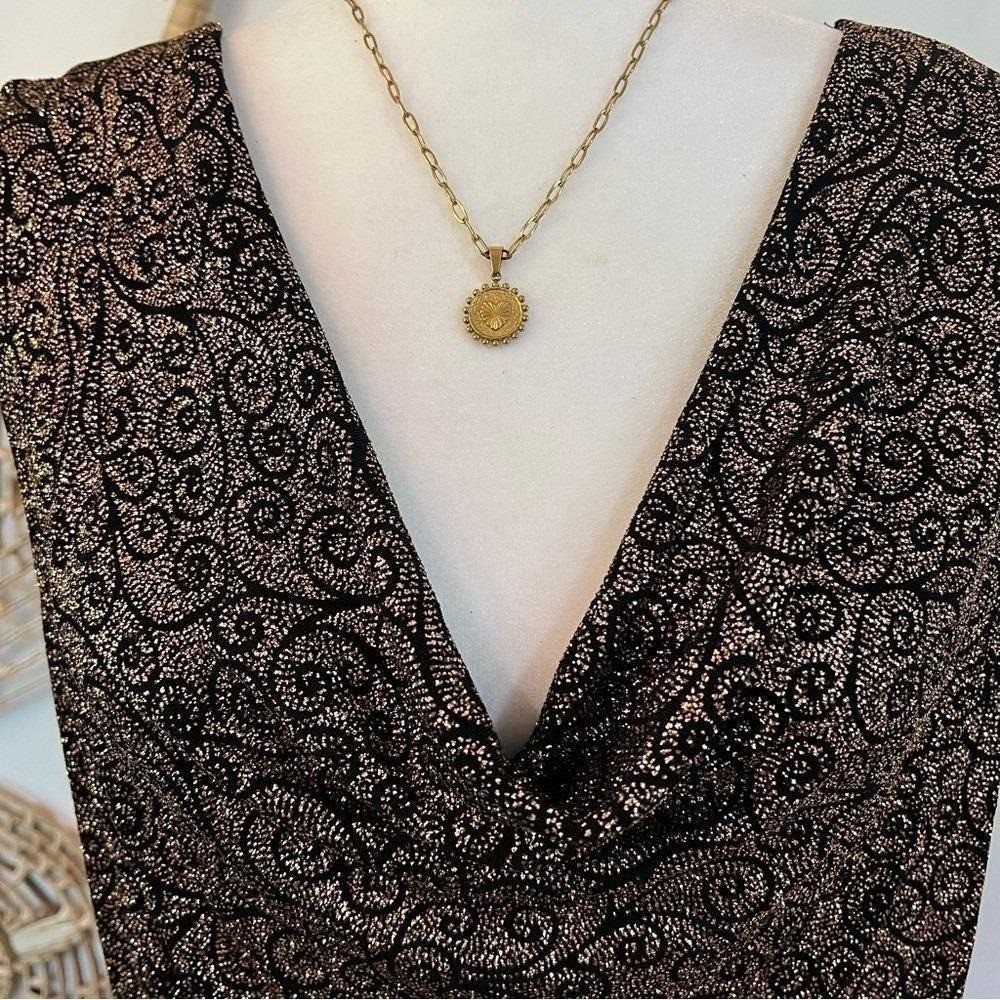 Vintage JBS Ltd USA Metallic Cowl Neck Top Y2K Party Going Out Medium