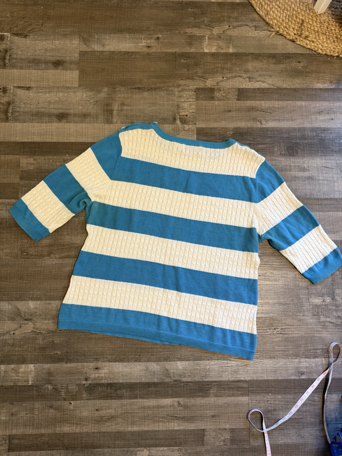 Vintage Bellpointe Striped Beaded Fish 3/4 length Sweater Sz XXL