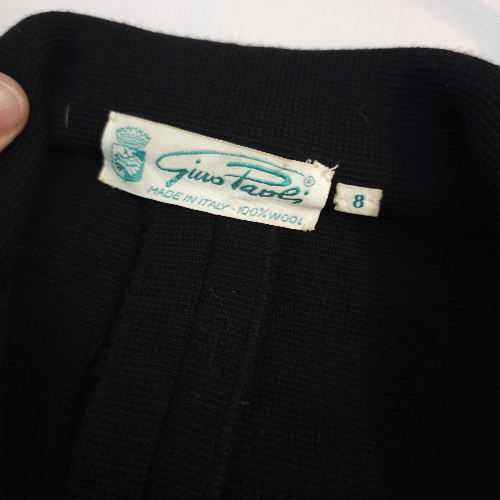 Vintage 1960’s Blazer Jacket Black Wool Italian Gino Paoli Beaded Cuffs Collar