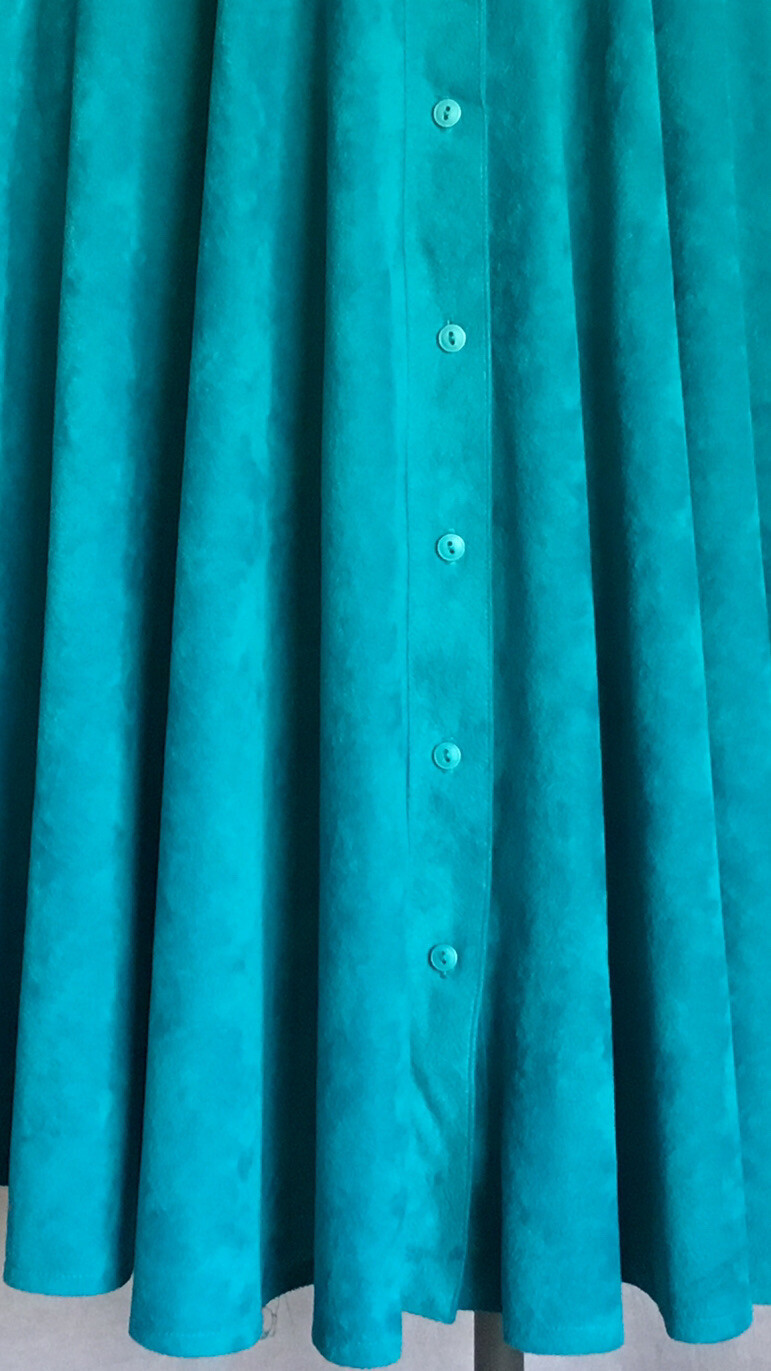 Petites by Willi 80s Teal Shirt Dress Flare Skirt Soft Rockabilly 10