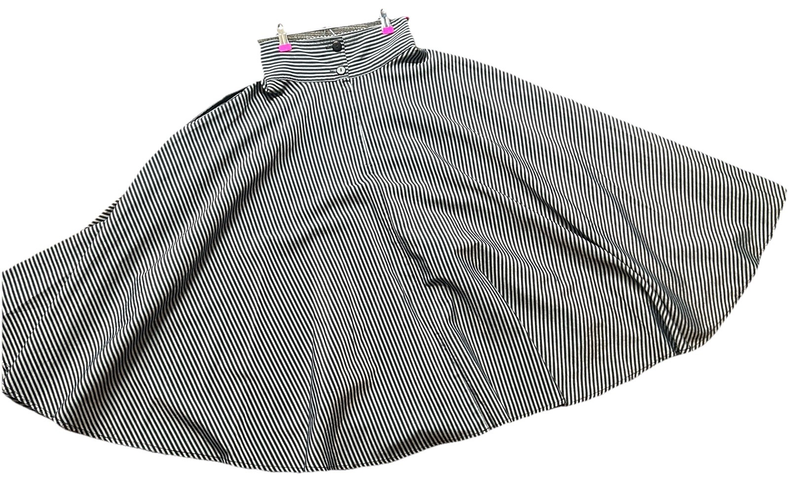 Vtg 80s BohoGunnies Gunnie Sax Striped Swing Skirt Sz XS 24” Black Gray FitFlare