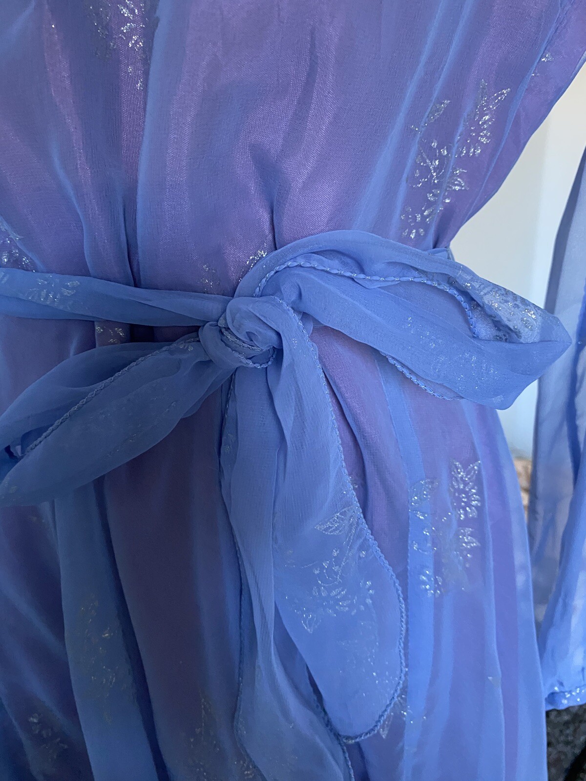 Louisette Sydney 70,s Fab Blue Frilled Maxi.Tag Says 14(12)