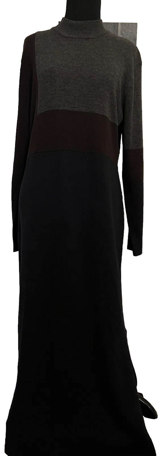Nina Leonard Acrylic & Wool Multi-Colored Long Form Fitting Dress Size Large