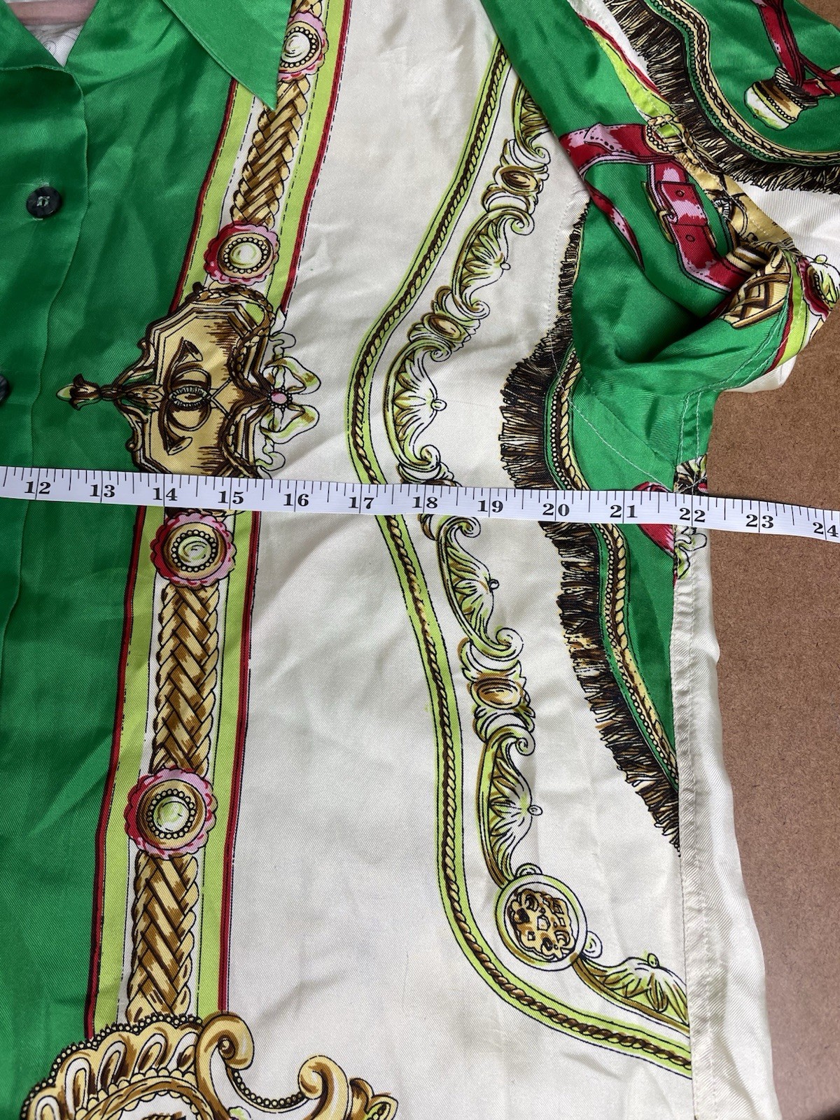 Ted Lapidus Paris Women’s 100% Silk Button Front Blouse Green Size M