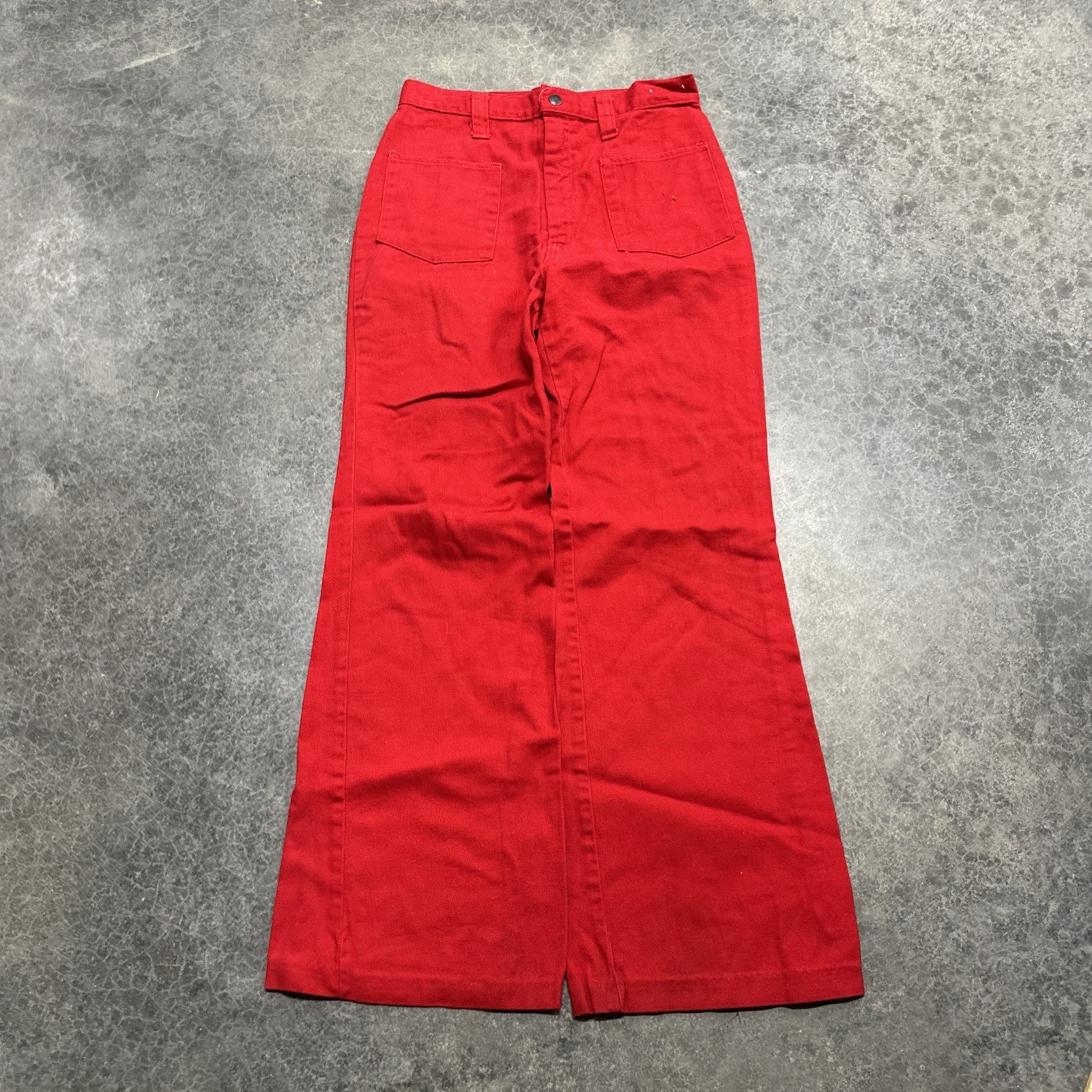 VTG 70s Red Front Pocket Flared Poly Cotton Women’s Pants 28×30