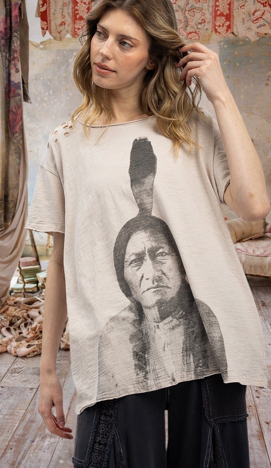 Blue Velvet Magnolia Free Style Indian hippie boho Cotton top blouse T-shirt M