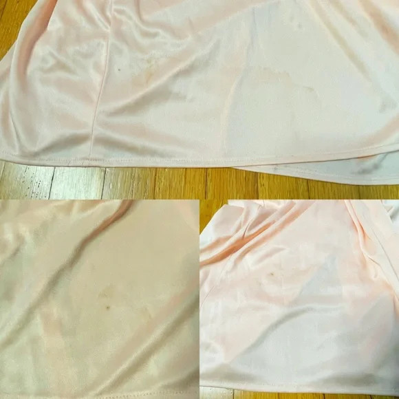 Vintage 70s Romantic Lace And Satin Peach Cream Chiffon Cottagecore Dress Small
