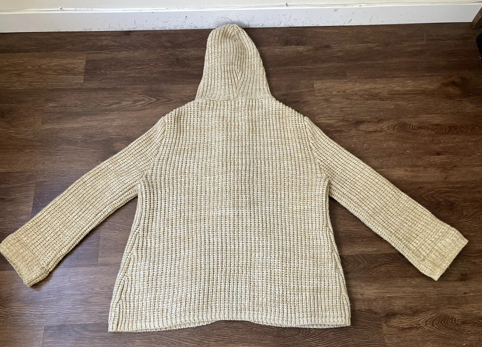 Vintage ’70s Montgomery Ward Hooded Chunky Sweater Jacket Toggle Buttons XL/XXL