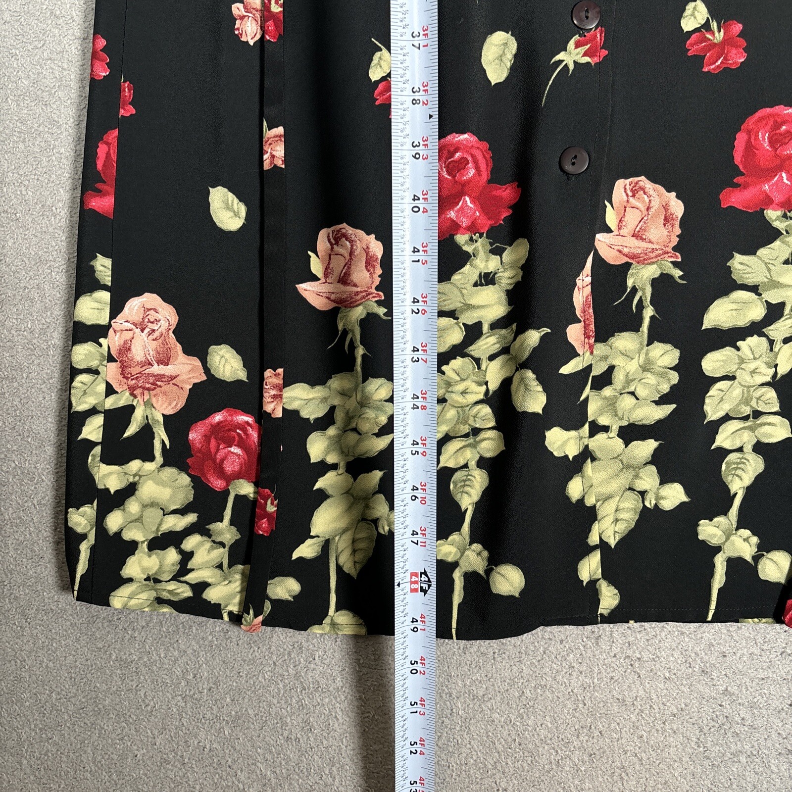 Vintage R Wear Rampage Dress Women’s Size 33″ Waist Dark Floral Roses Black 90s