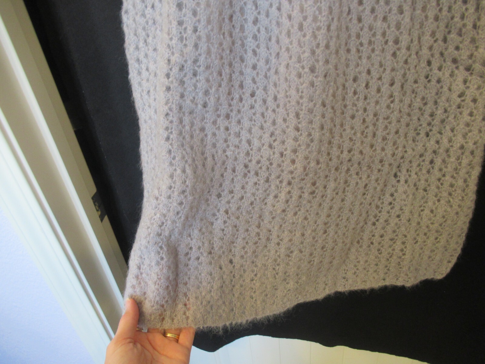Gray knit shift dress and matching slip, c. 1960s, 32″ chest