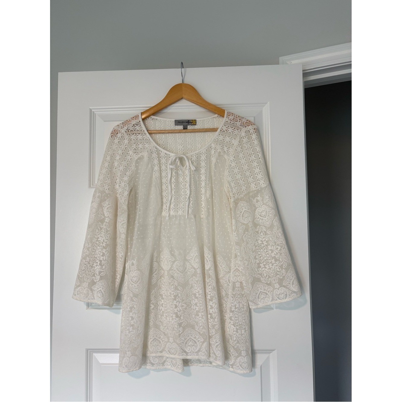 Boho Lace Peasant Tunic Size Large Coquette Romantic Indie Feminine Dreamy Top