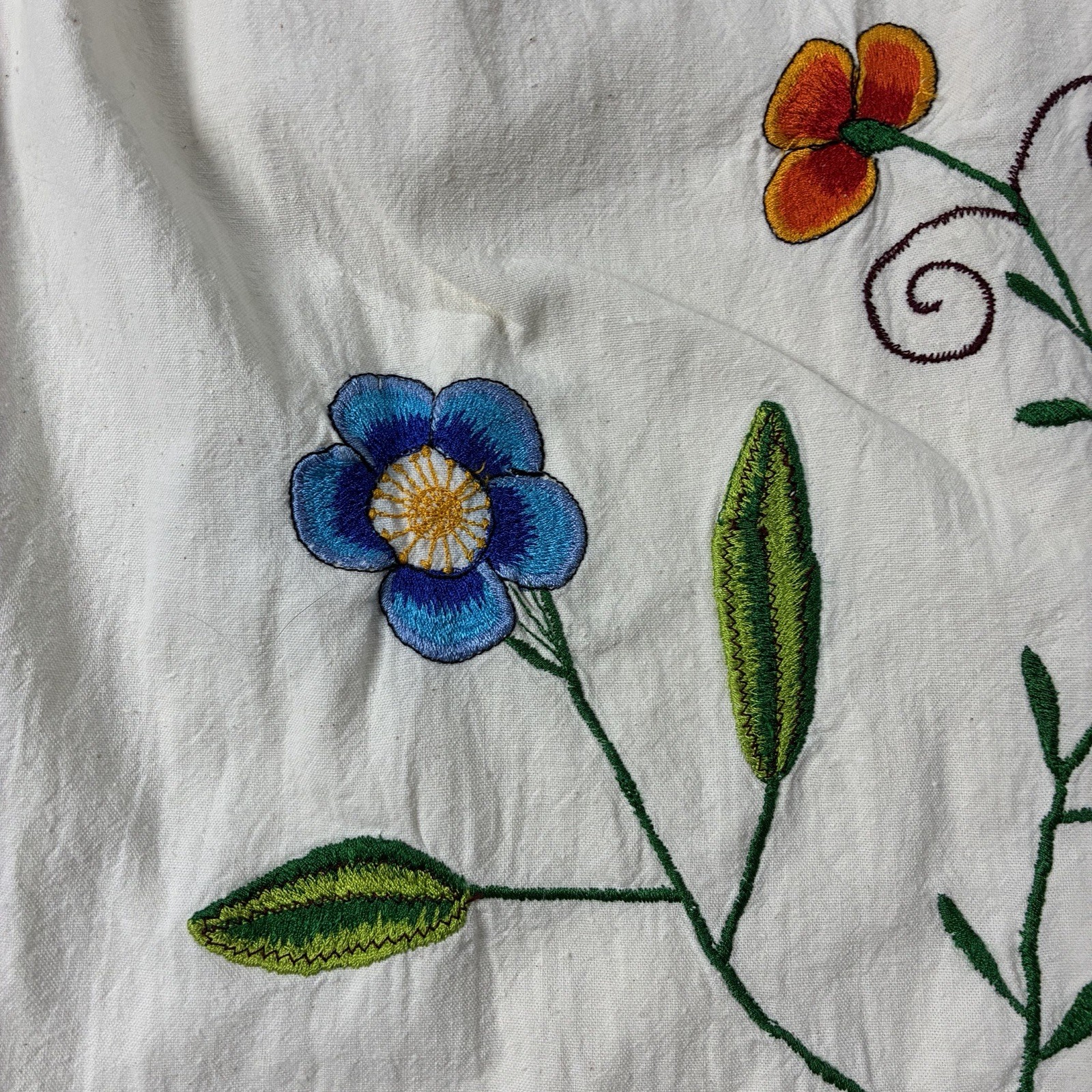VTG de Jac Bol Cotton Floral Embroidered Smocked Sundress Maxi Ivory Womens S